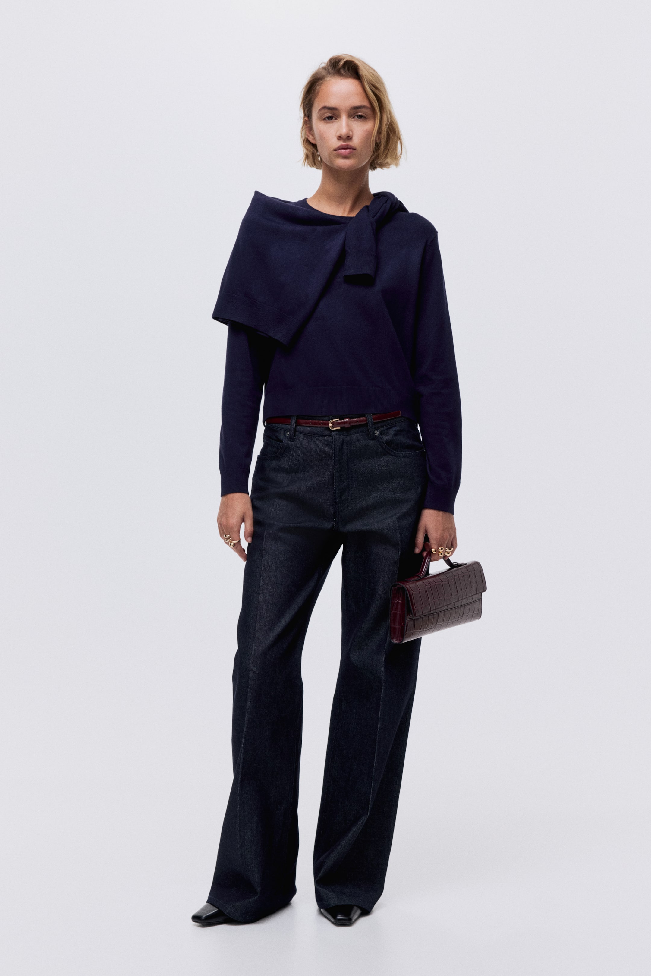 View larger image: Fine-knit jumper - Navy blue - Ladies | H&M HK 3