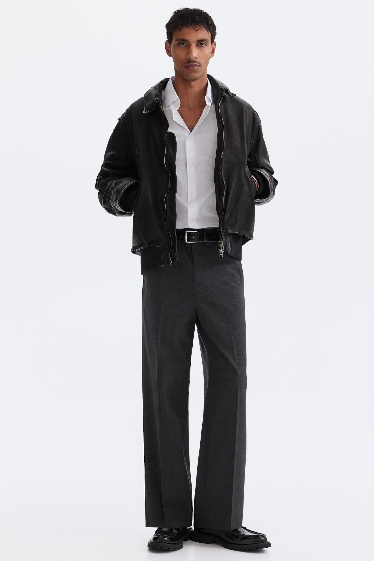 Relaxed Fit Trousers - Dark grey marl/Black - 1