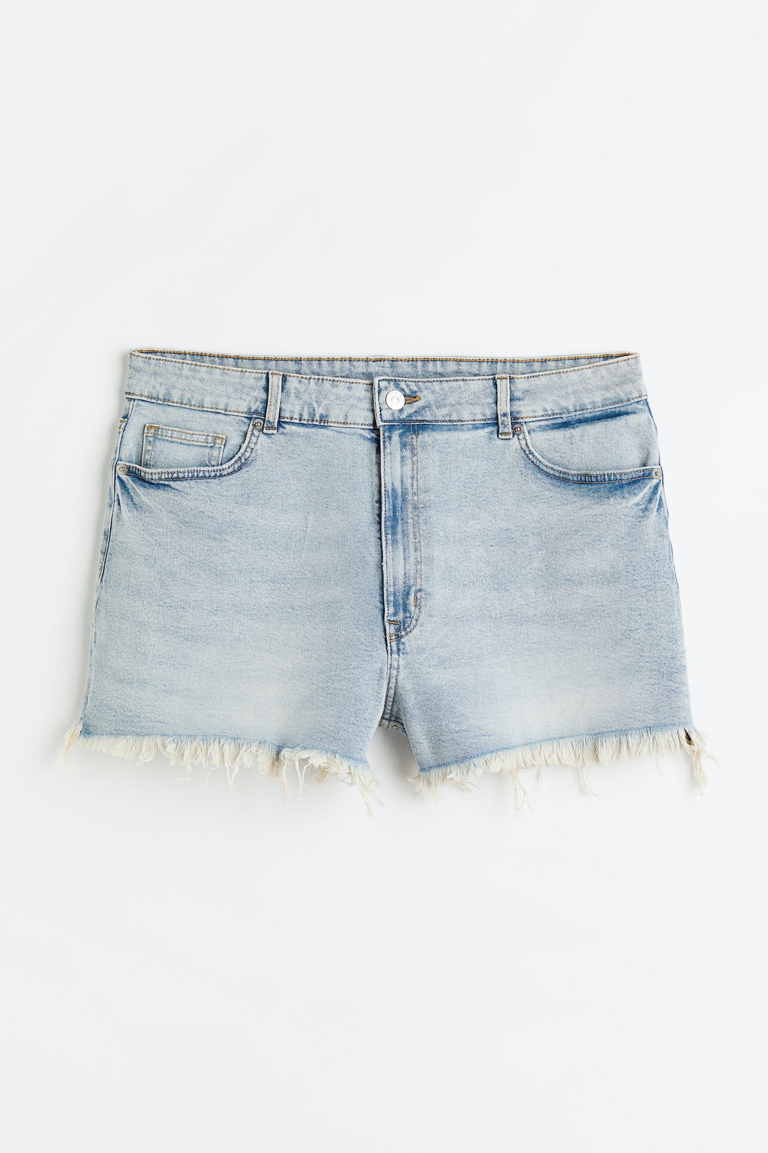 H&M+ High-waisted denim shorts - Light denim blue/Dark grey - 1