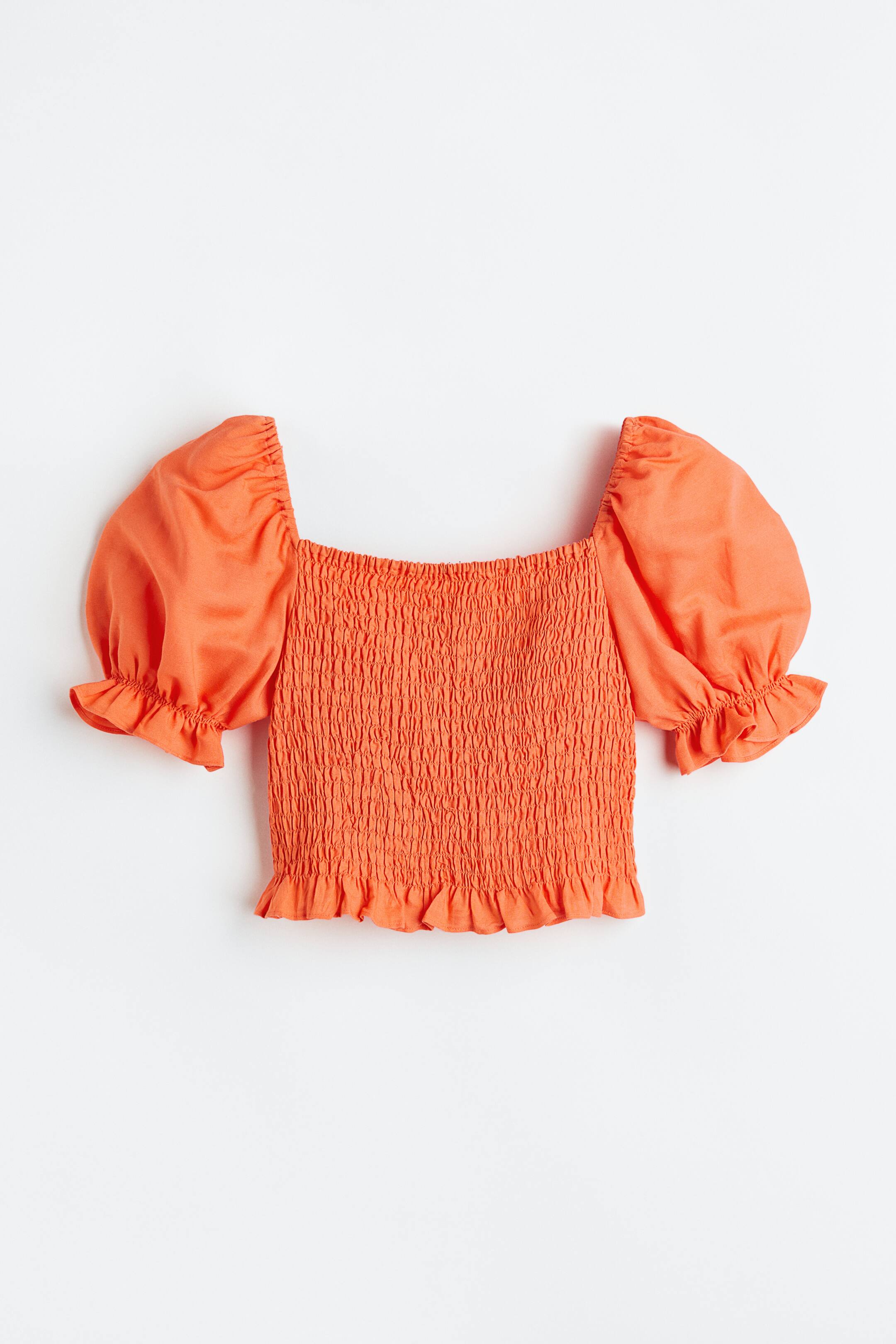 Xem ảnh lớn hơn: Áo lửng xếp nếp - Màu cam - Ladies | H&M VN 1