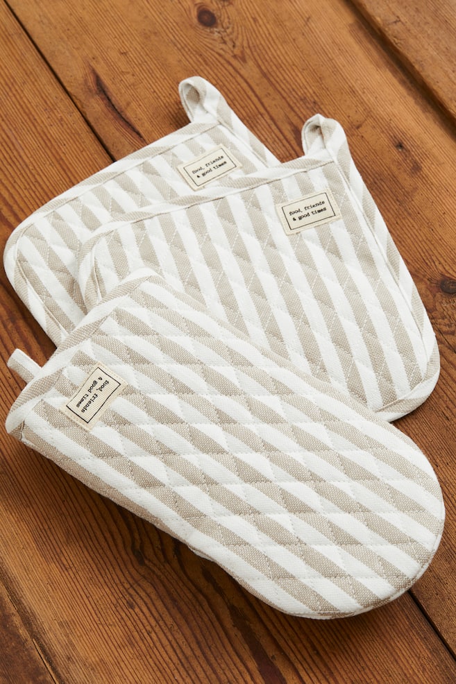 2-pack striped pot holders - Beige/Striped/Dark grey/Striped - 2