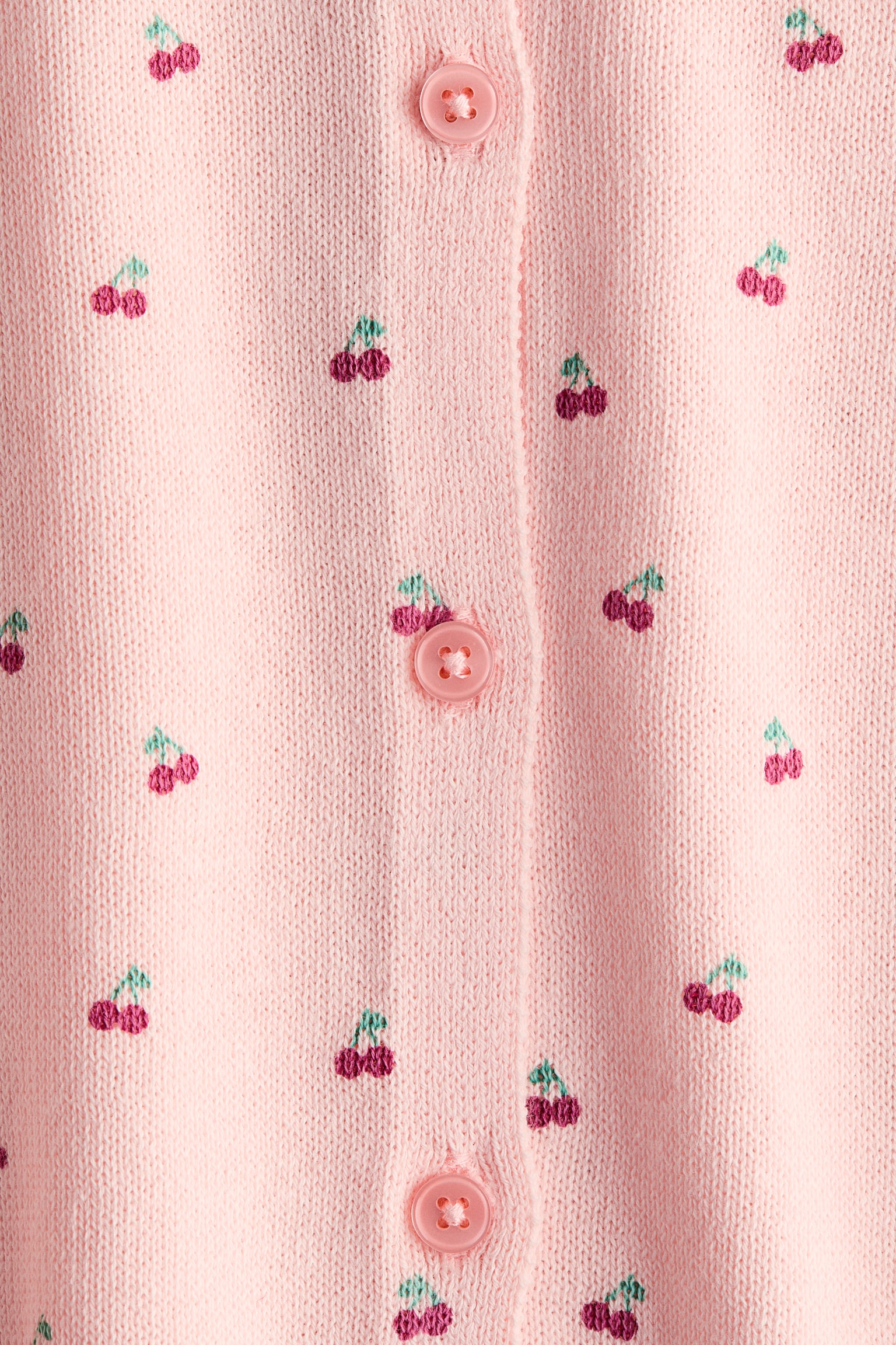 Fine-knit printed cardigan - Light pink/Cherries/Cream/Hearts - 5
