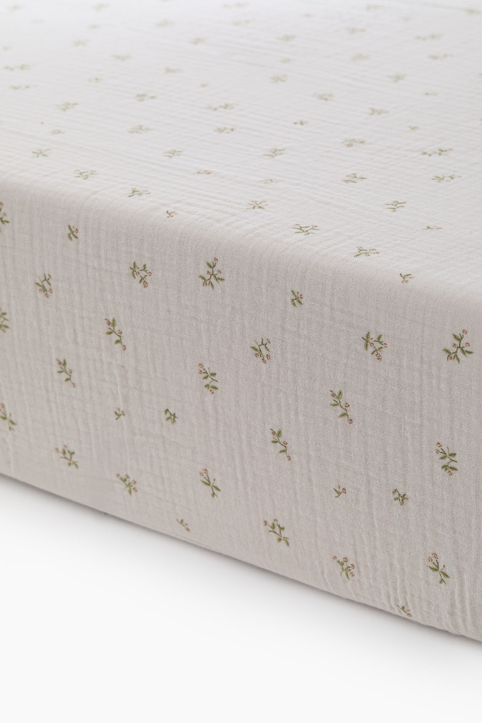 Muslin cot fitted sheet - Light mole/Floral/Cream/Floral/Light pink/Floral - 1