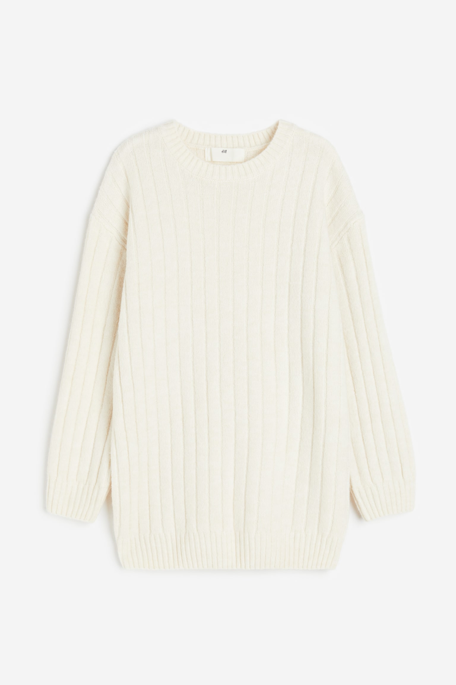 Oversized Knit Dress - Cream/Light grey marle - 1