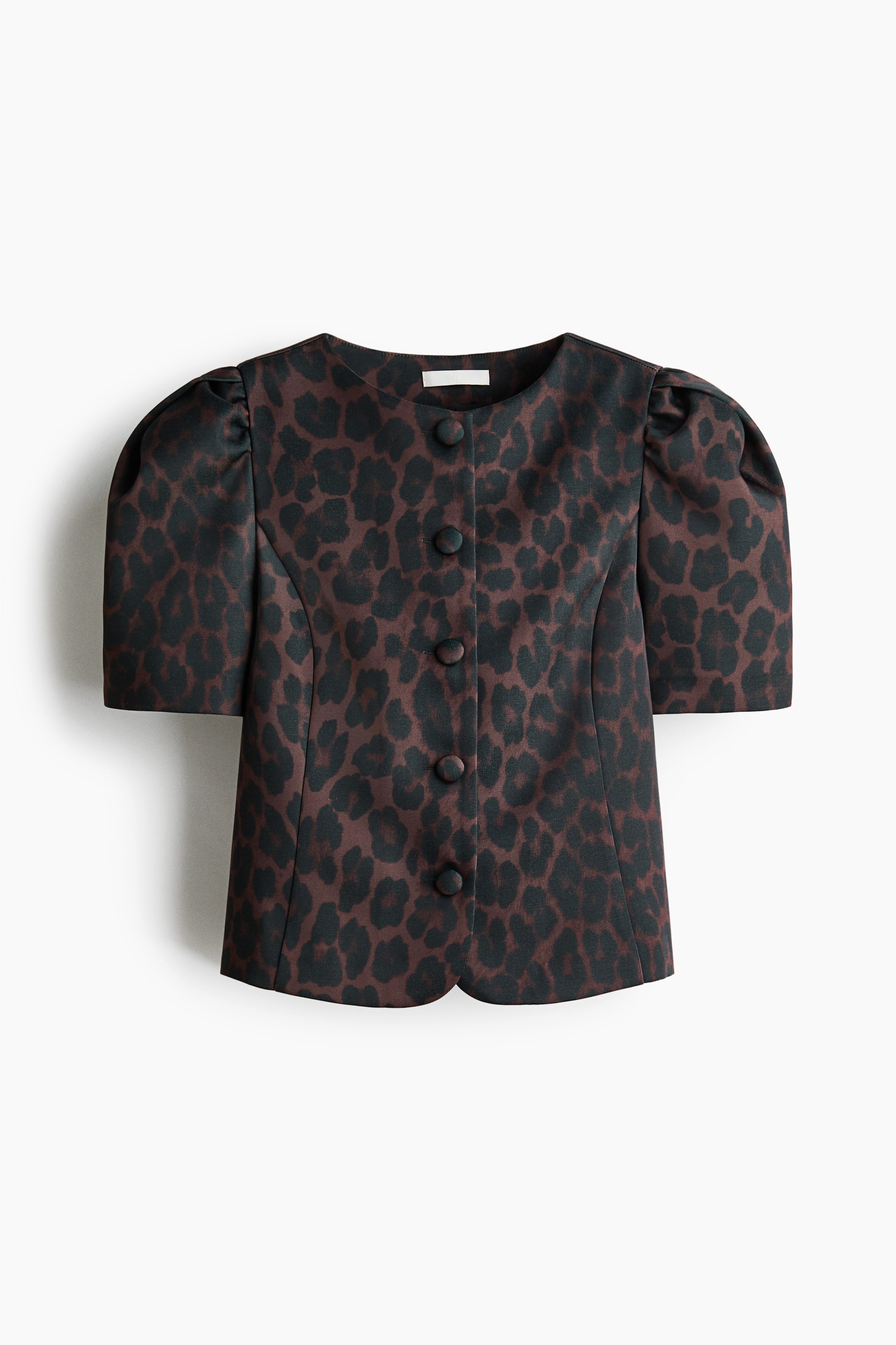 Ampliar la imagen: Blusa con mangas abombadas - Café oscuro/Diseño de leopardo - Ladies | H&M MX 6