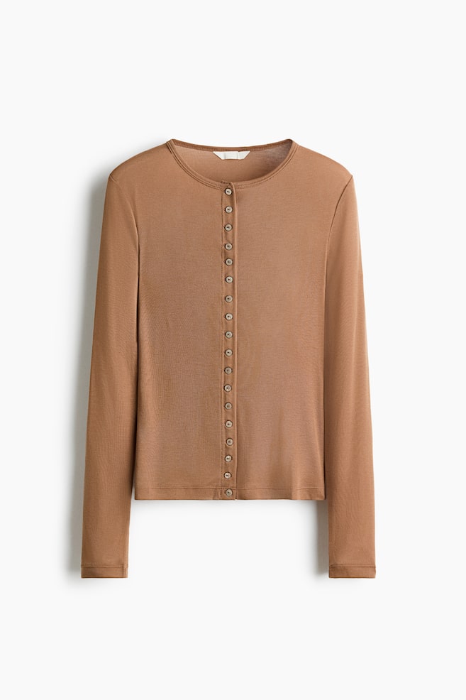 Sheer cardigan - Dark beige/Dark green - 1