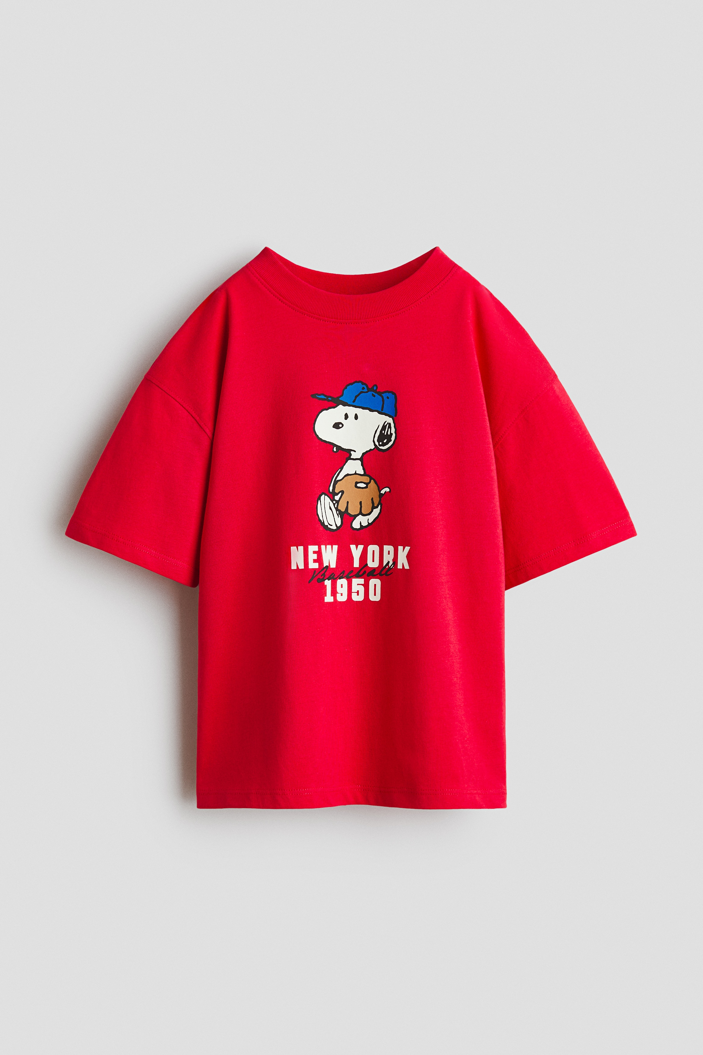 Red/Snoopy Oversized Printed T-Shirt for kids | H&M US