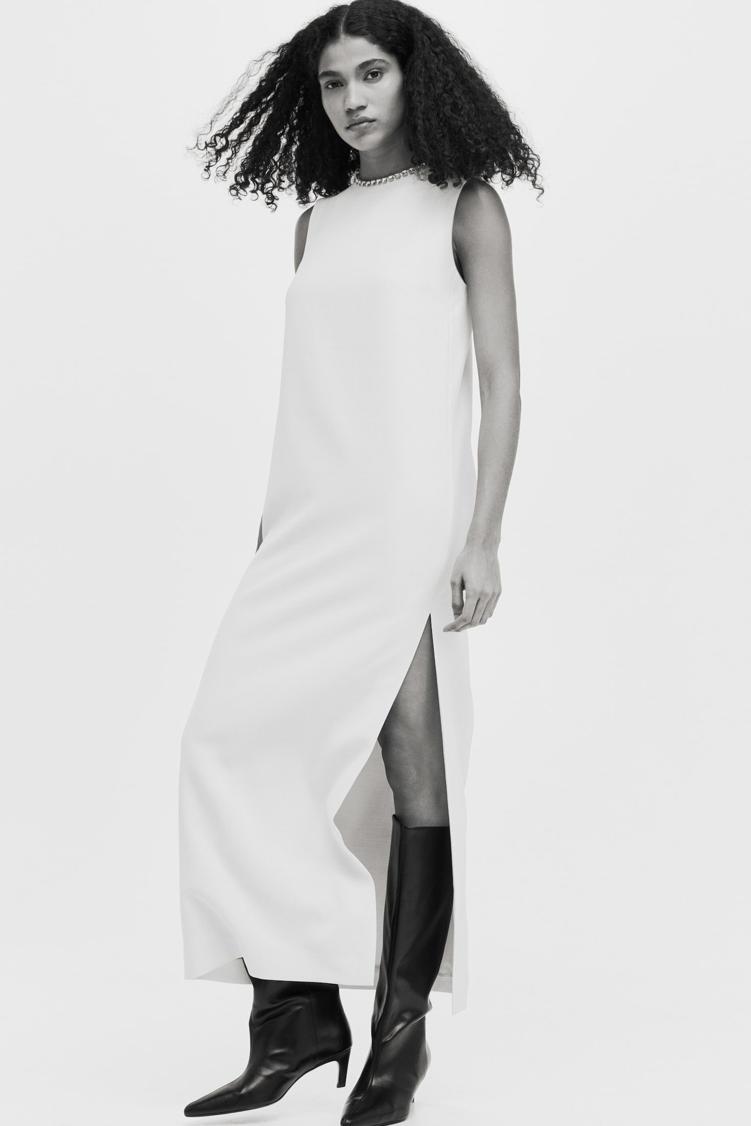 Rhinestone-embellished dress - Cream - 4