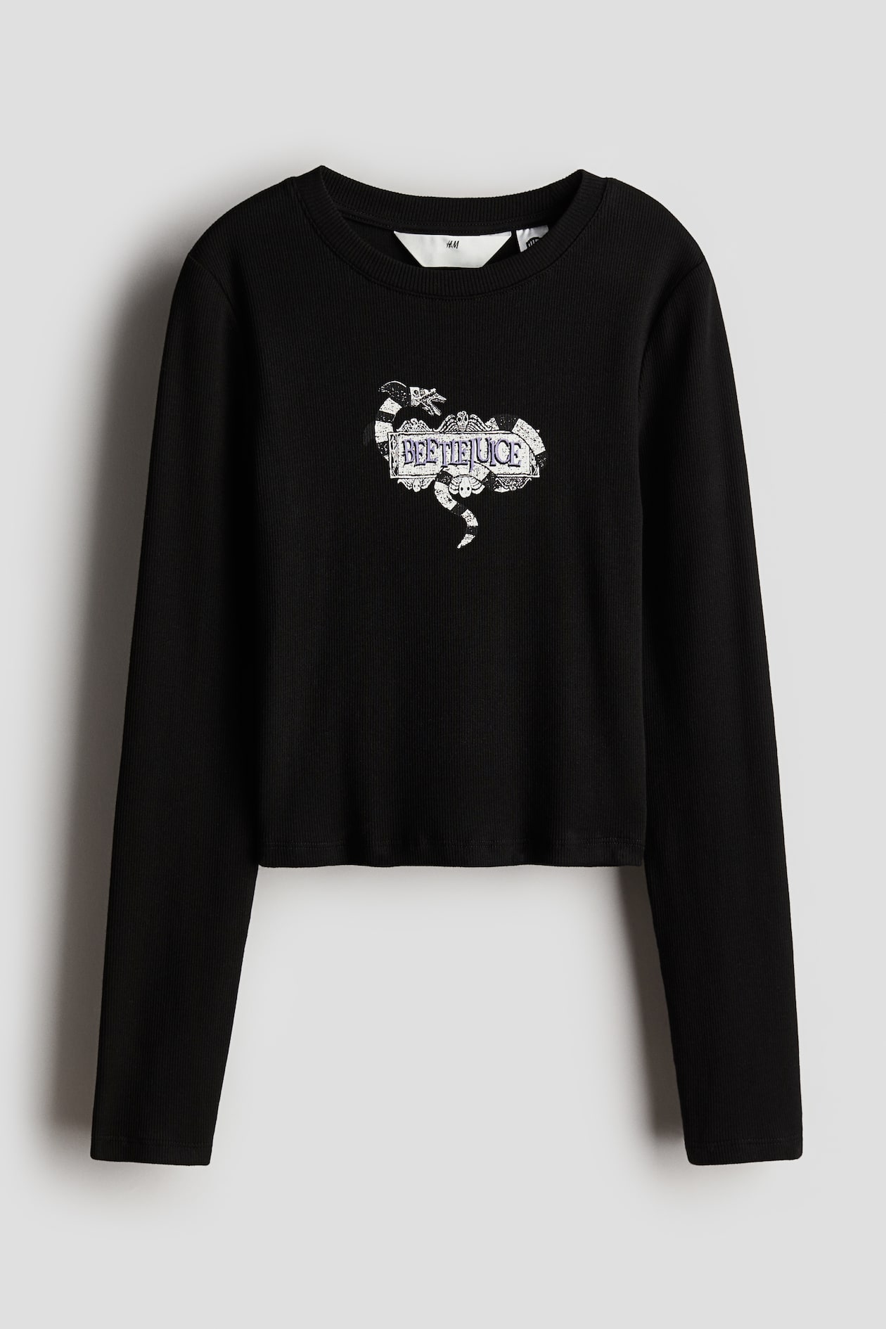 Print-detail jersey top Black/Beetlejuice Kids H&M IN