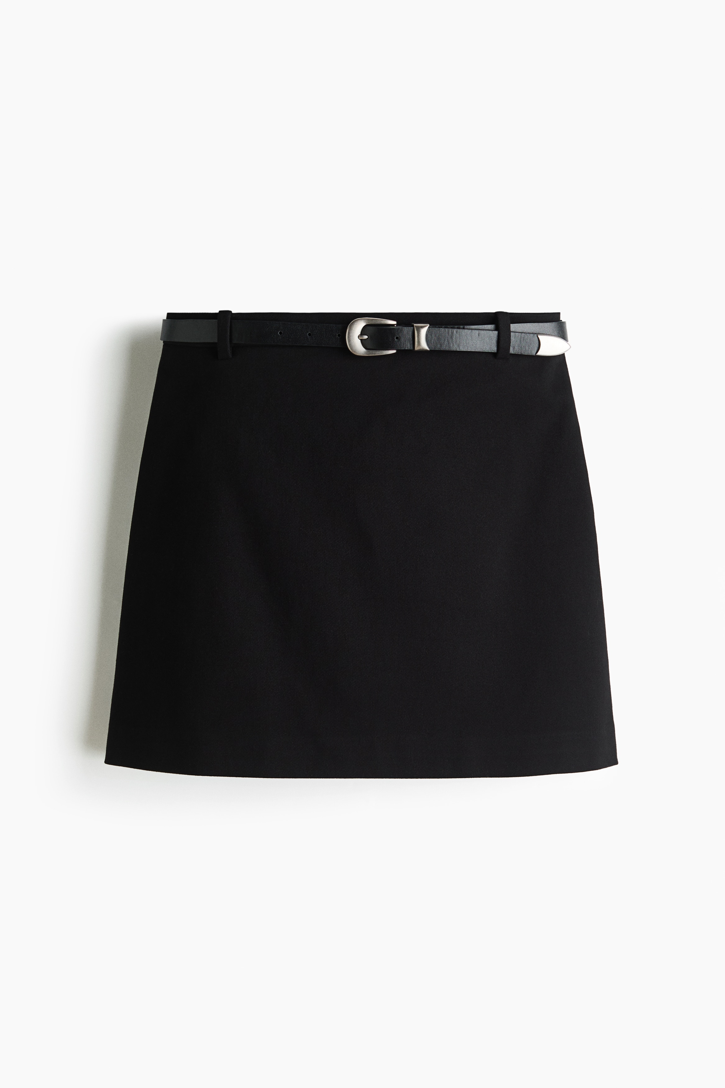 Minijupe en coton avec ceinture - Noir