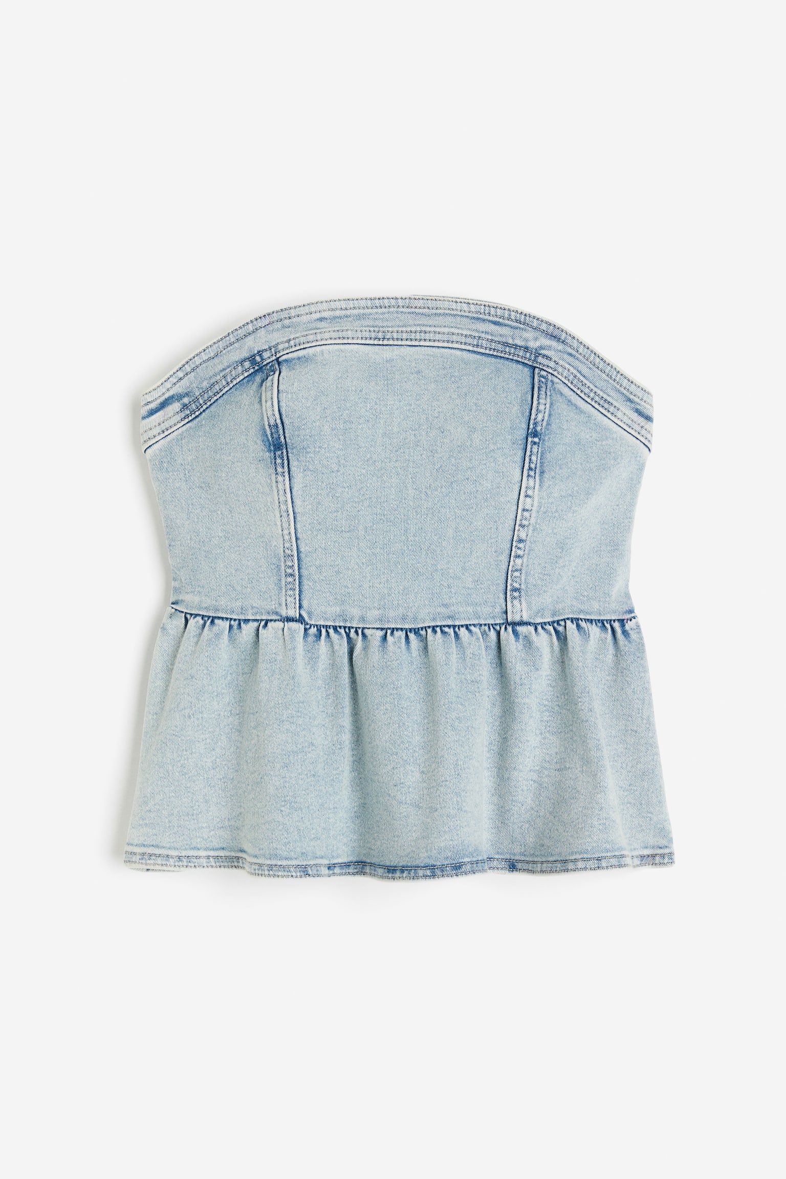 Denim Bustier Peplum Top - Pale denim blue/Cream - 2