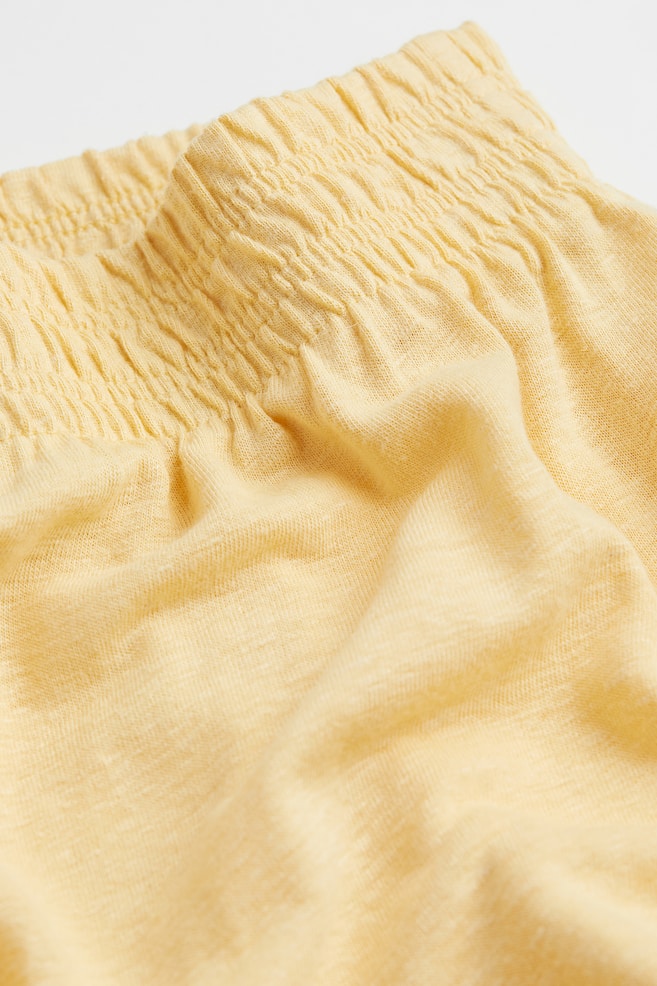 Shorts in misto lino - Giallo chiaro/Bianco - 2