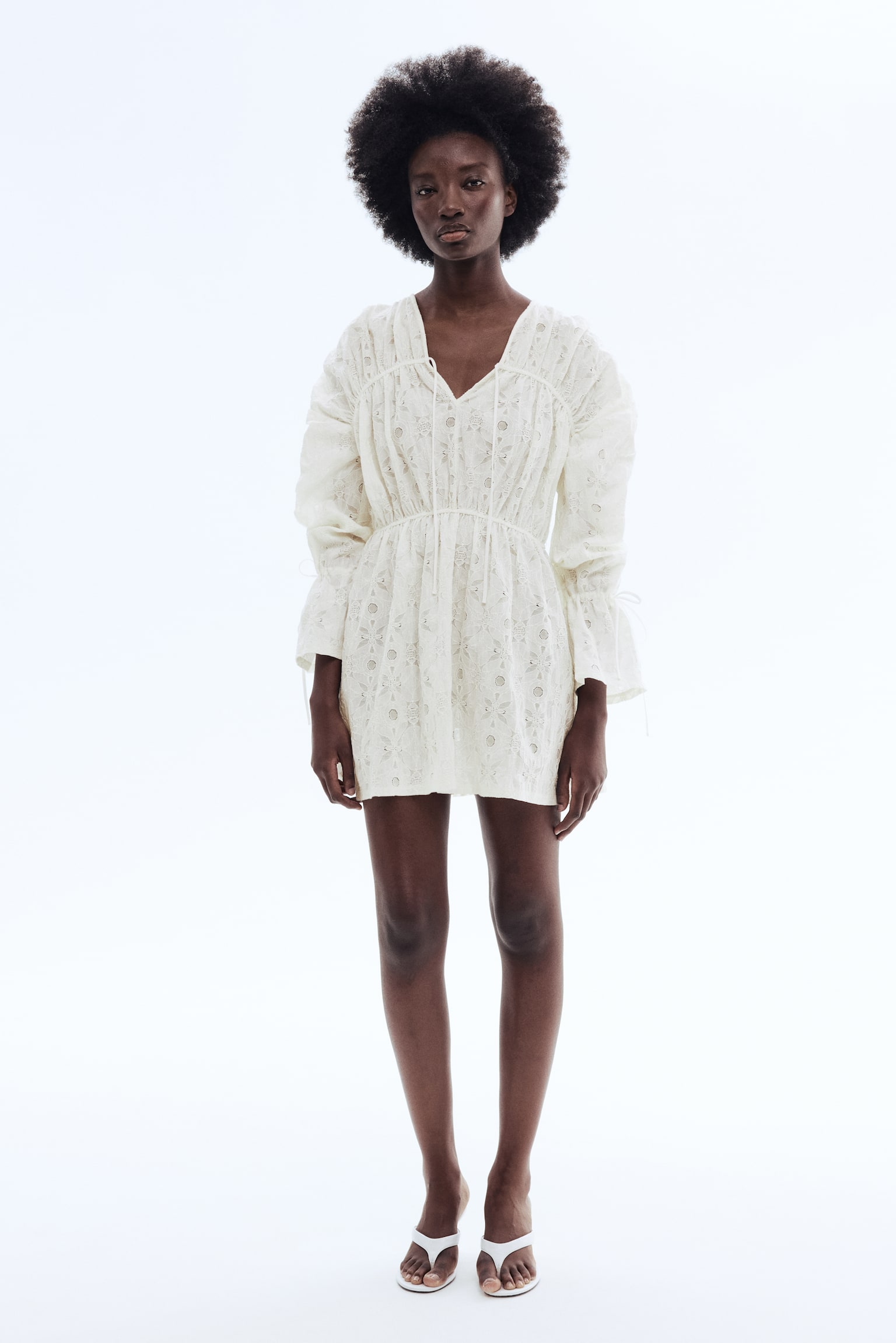 Lace mini dress - White - 3