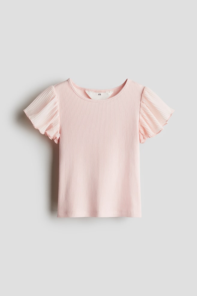 Top avec manches en mousseline - Rose clair - 1