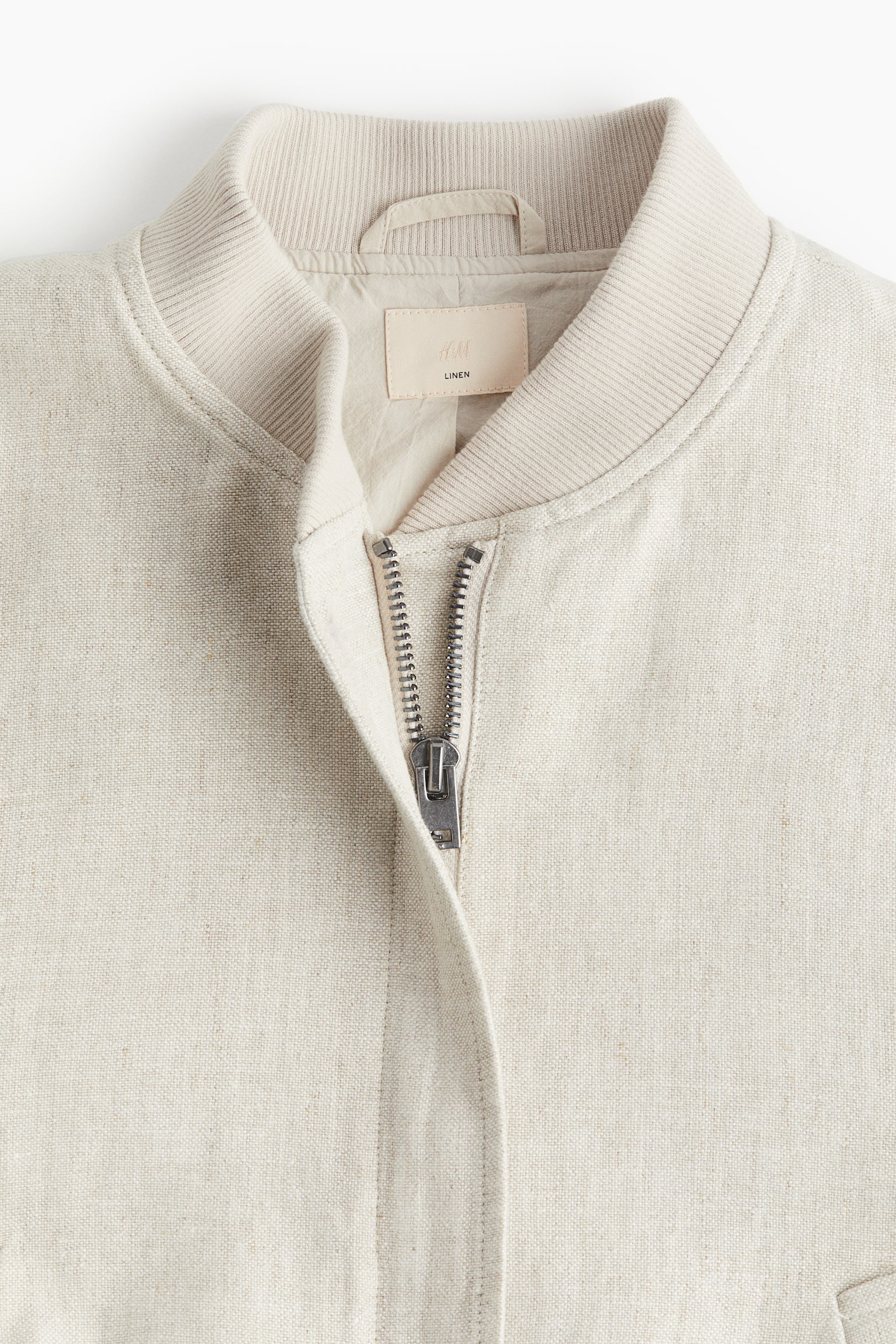 Linen Bomber Jacket - Light beige/Black - 5