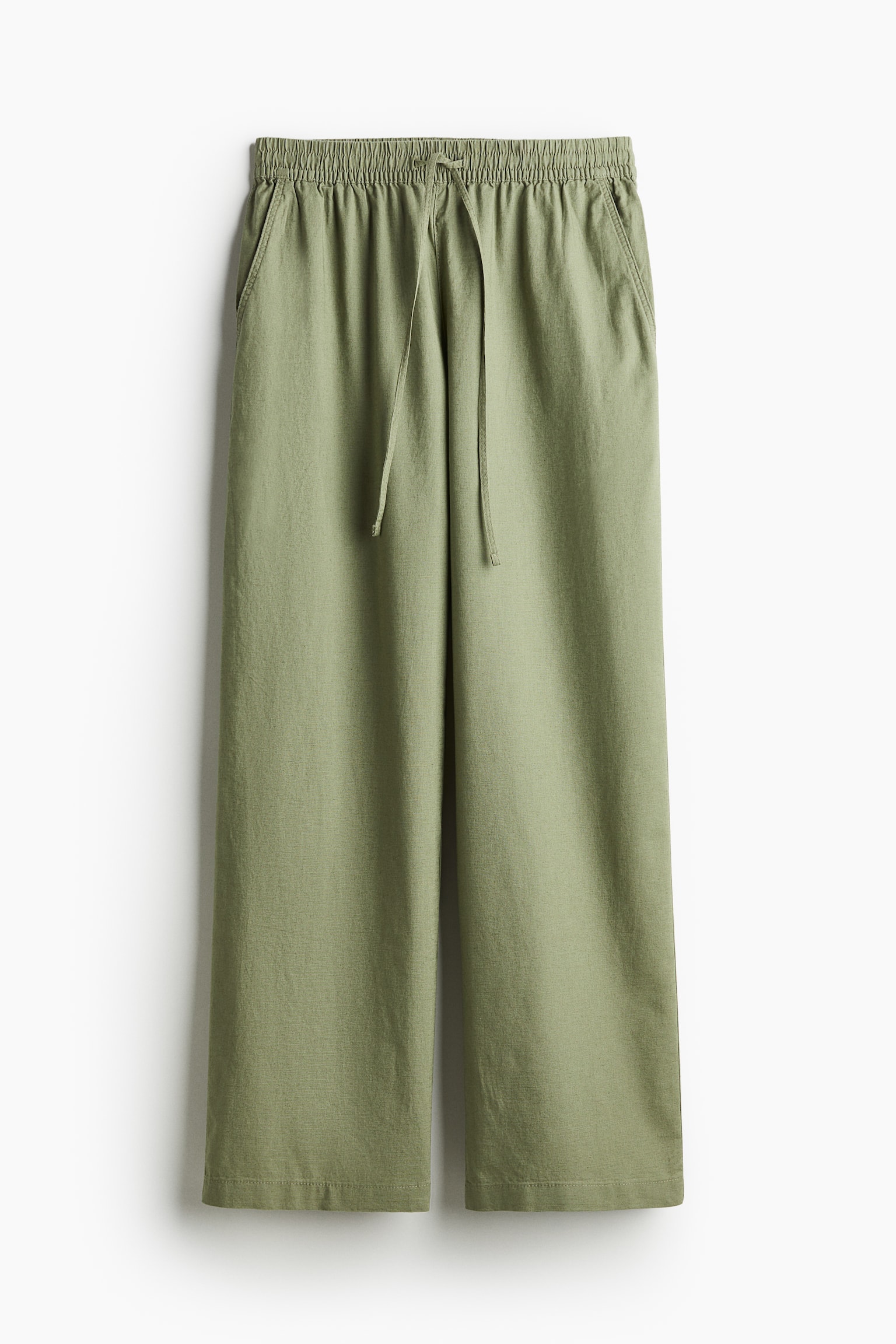 Linen Blend Pants - Khaki green/Black/White/Light beige - 2