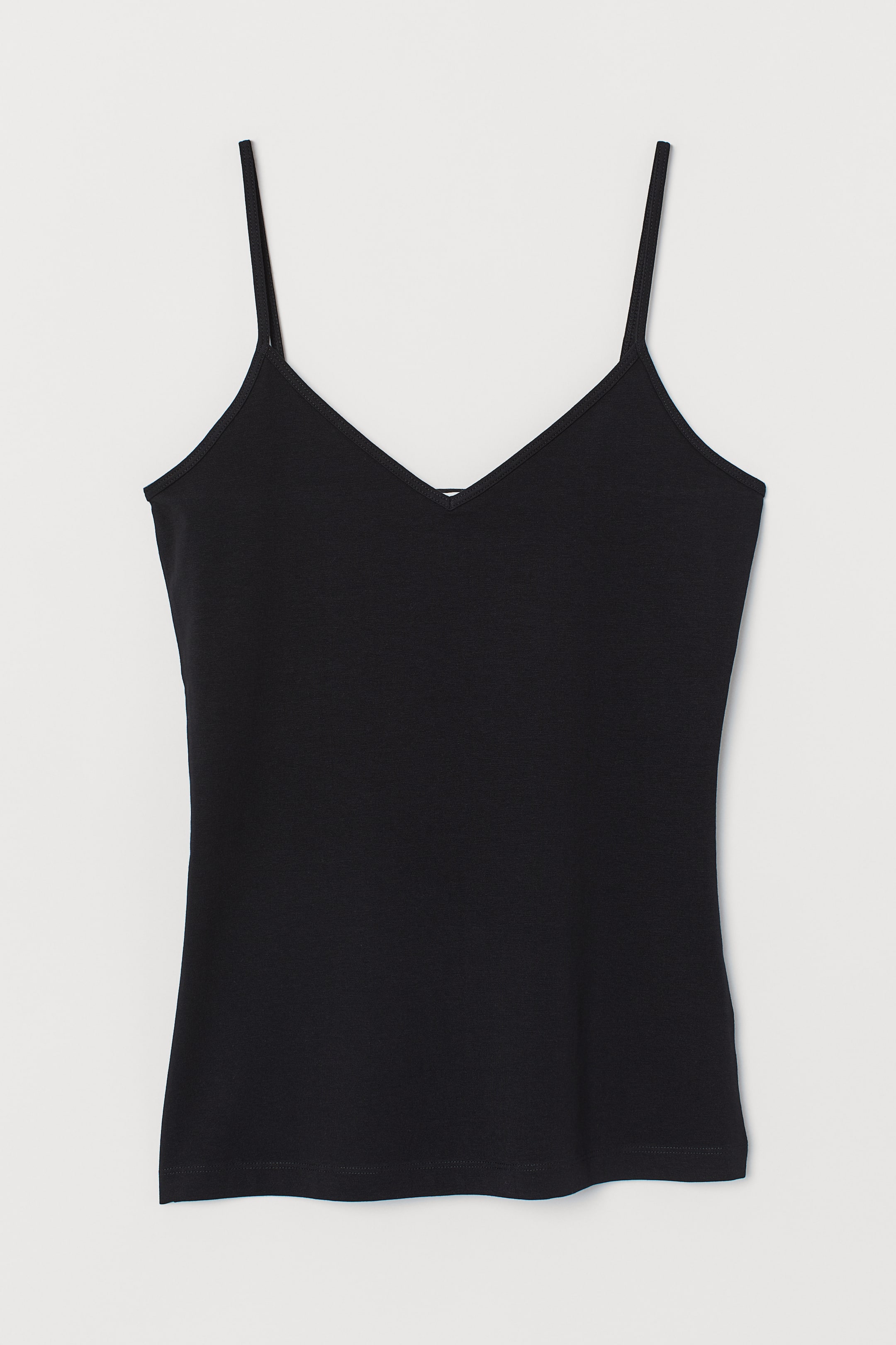 V-neck cotton strappy top - V-neck - Sleeveless - Black - Ladies | H&M GB