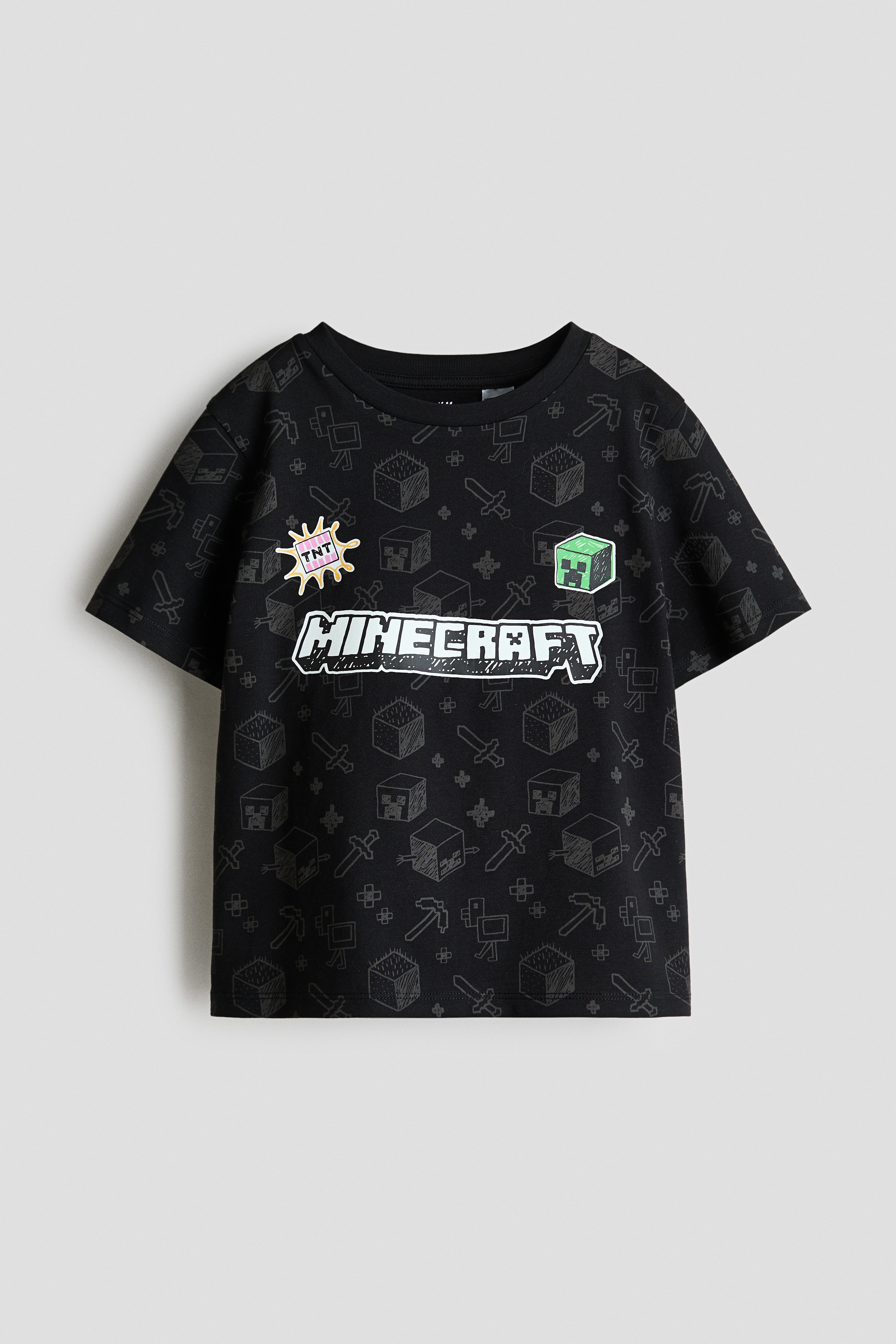 プリントTシャツ - ブラック／Minecraft/ライトグリーン／Minecraft/ホワイト／Minecraft