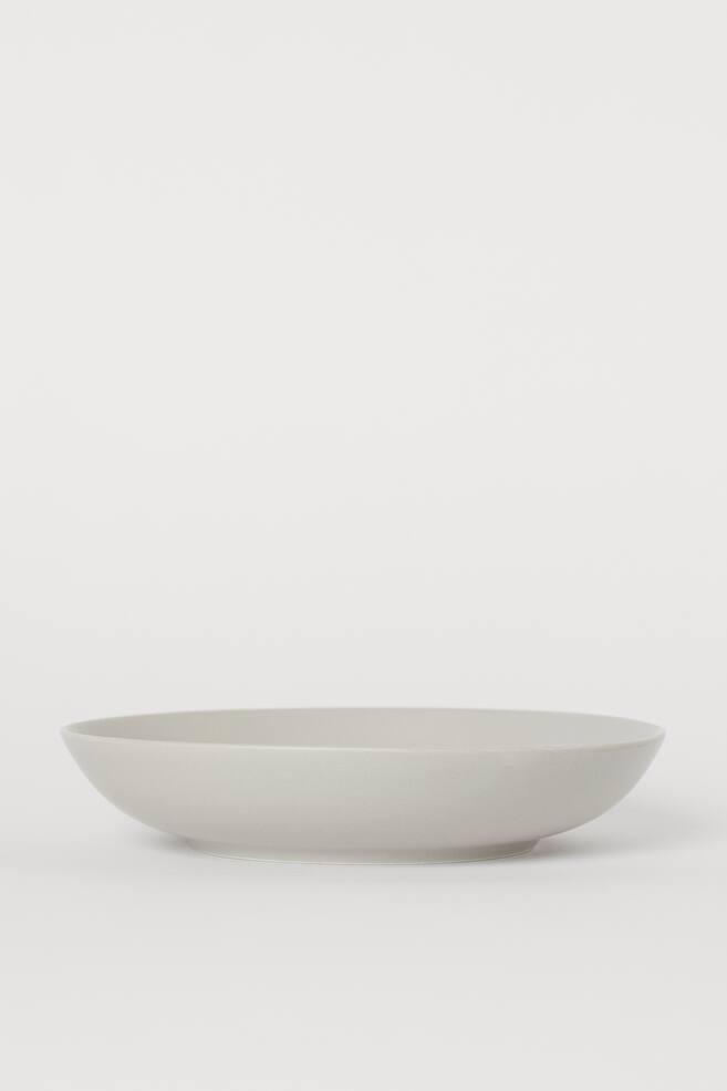 Dyb tallerken i porcelæn - Lys gråbeige/Sort - 1