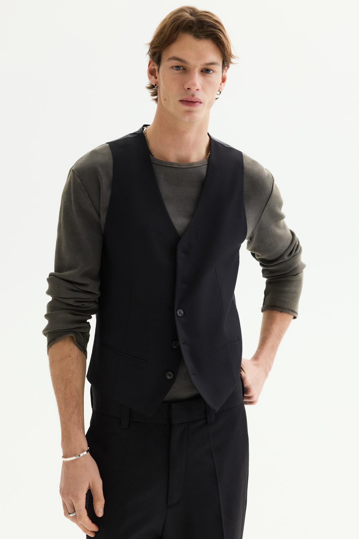 black dress vest Black Performance Stretch Suit Separates Vest