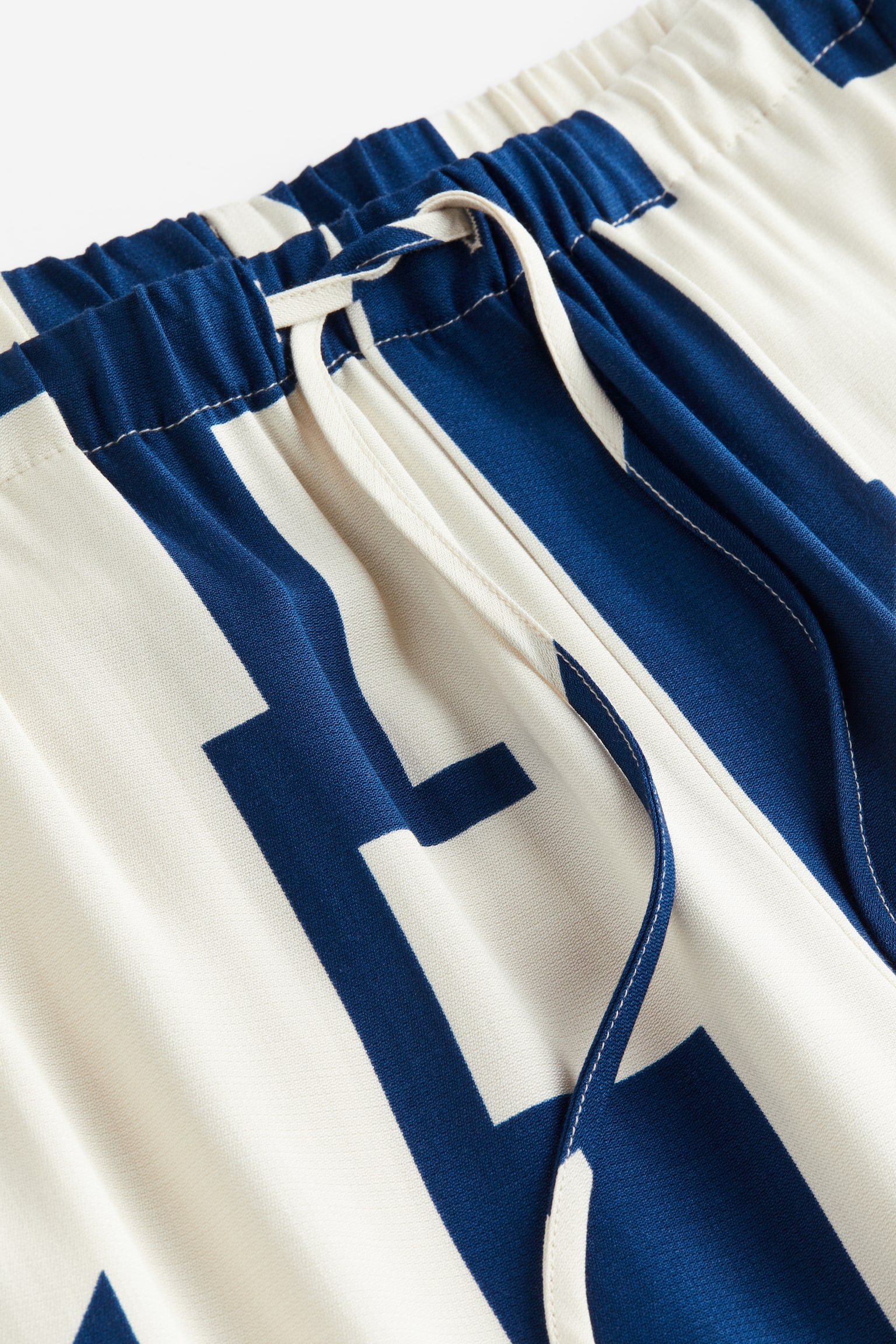 Wide trousers - Cream/Blue patterned/Cream - 2