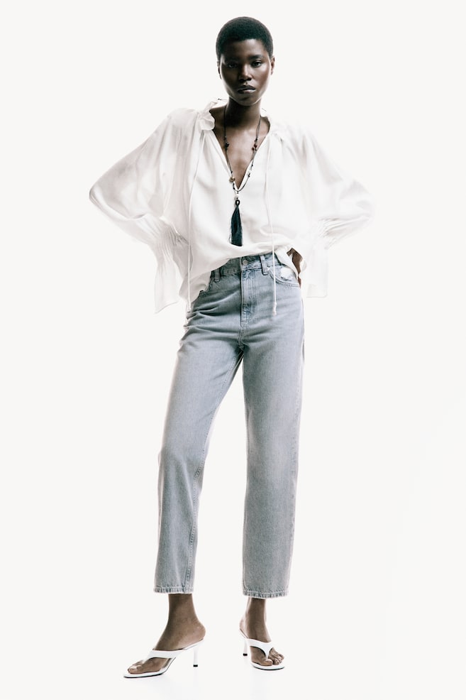 Mom High Waist Ankle Jeans - Gris/Bleu denim - 5