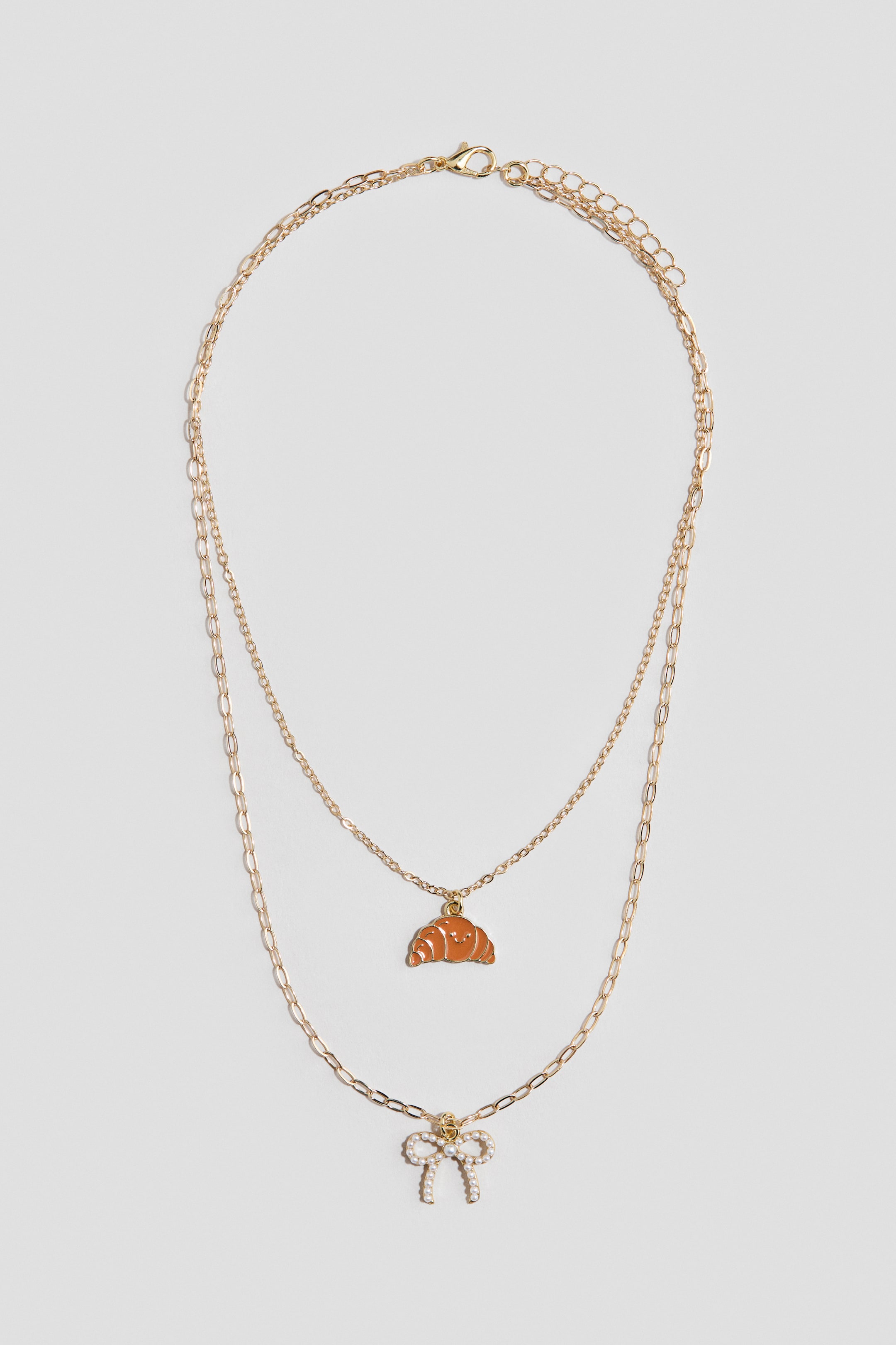 이미지 확대 보기: 더블 스트랜드 펜던트 네크리스 - 골드 컬러/크루아상 - Kids | H&M KR 1