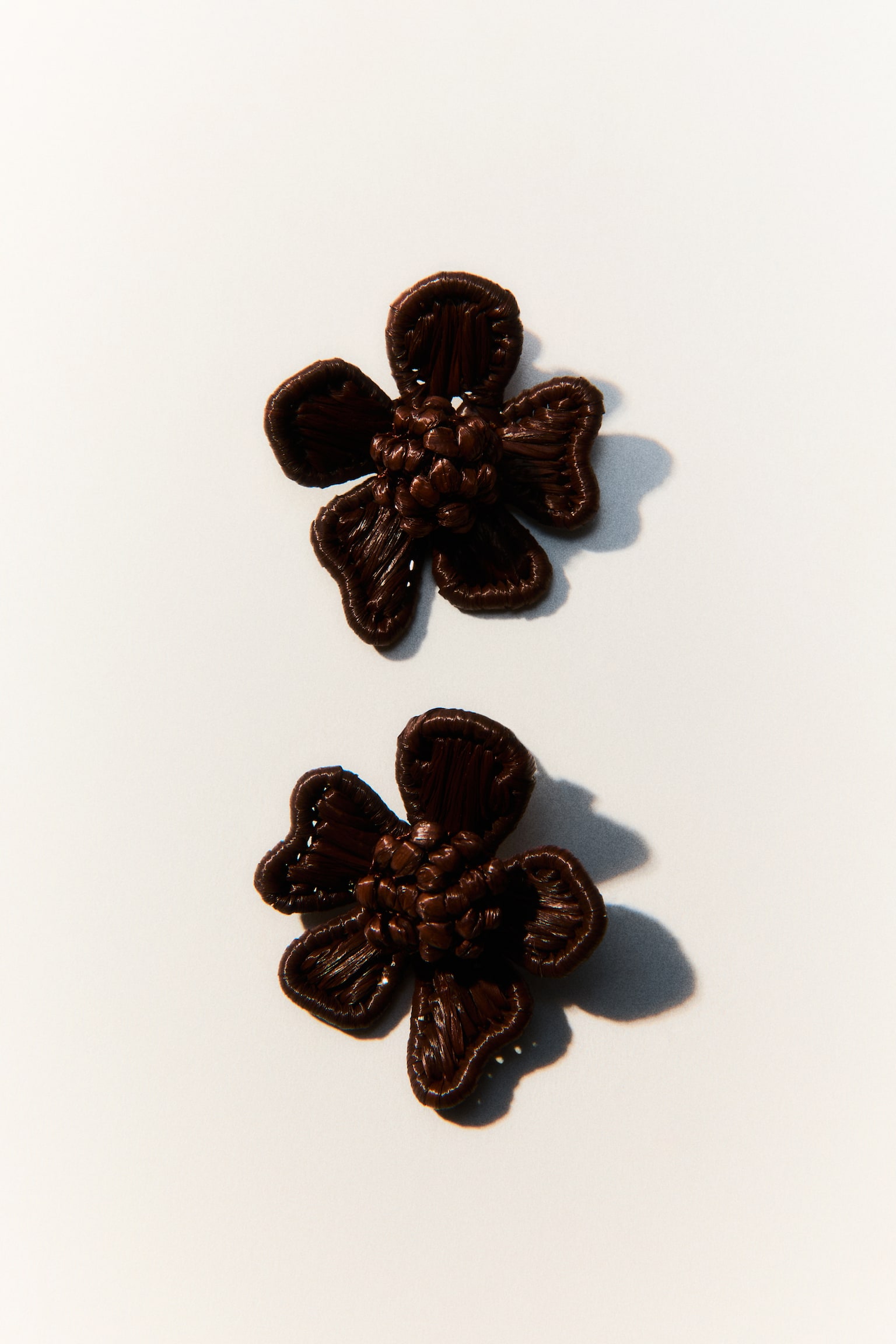 Boucles d'oreilles fleurs-Marron foncé - 1