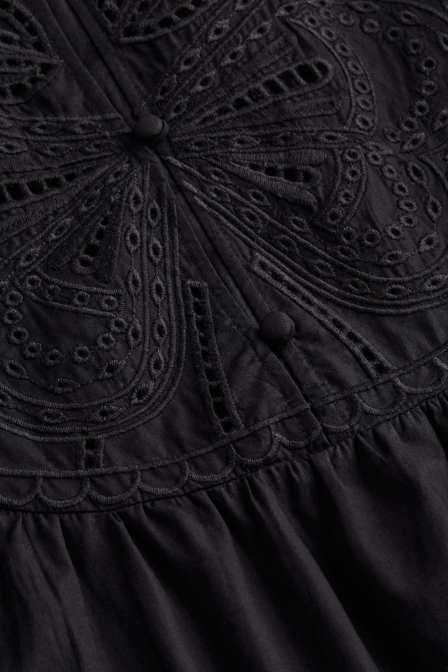 Broderie Anglaise Dress - Black/Embroidered - 2