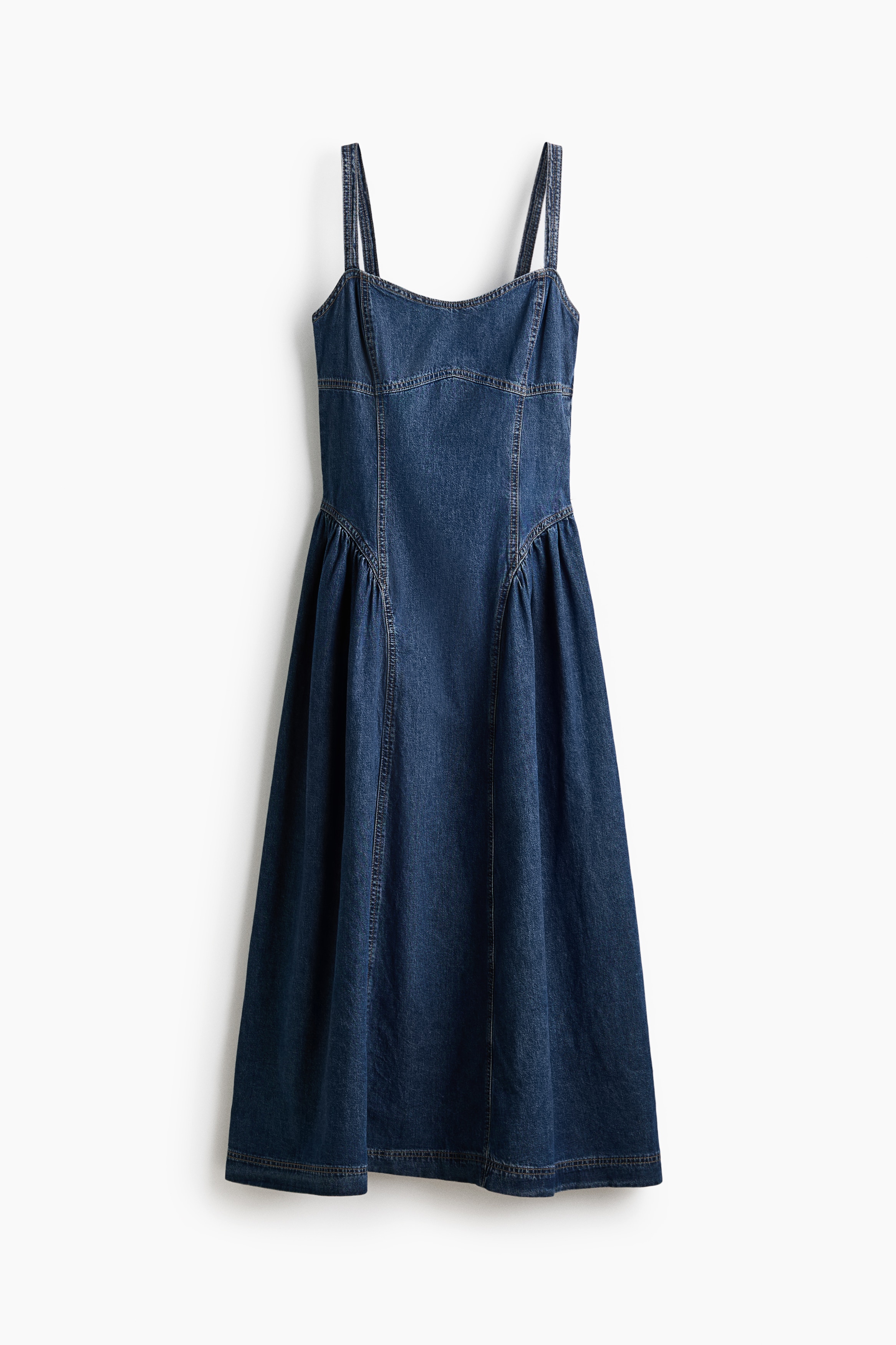 Flared-Skirt Denim Dress - Denim blue