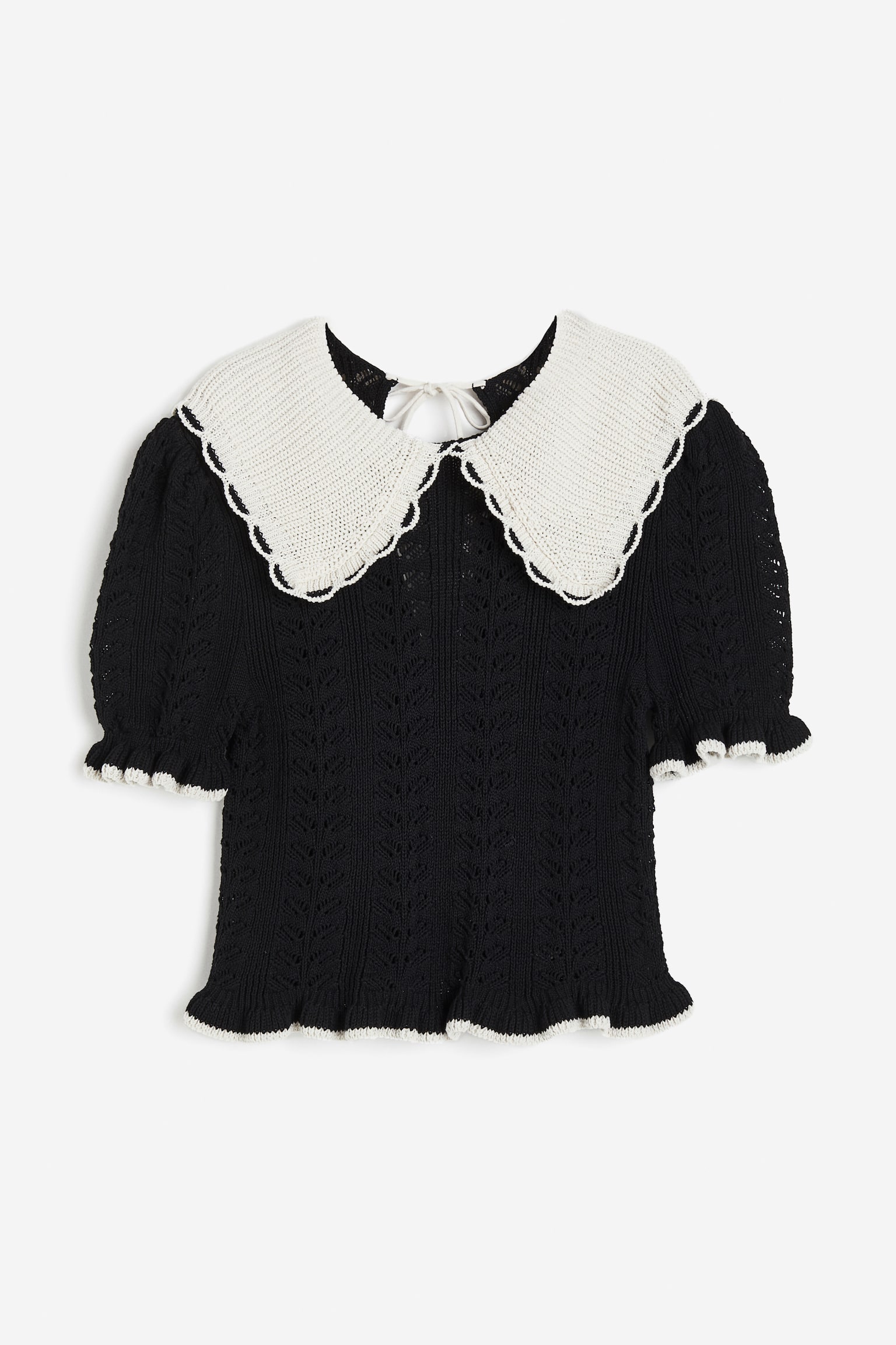 Crochet-look top - Black/White - 1