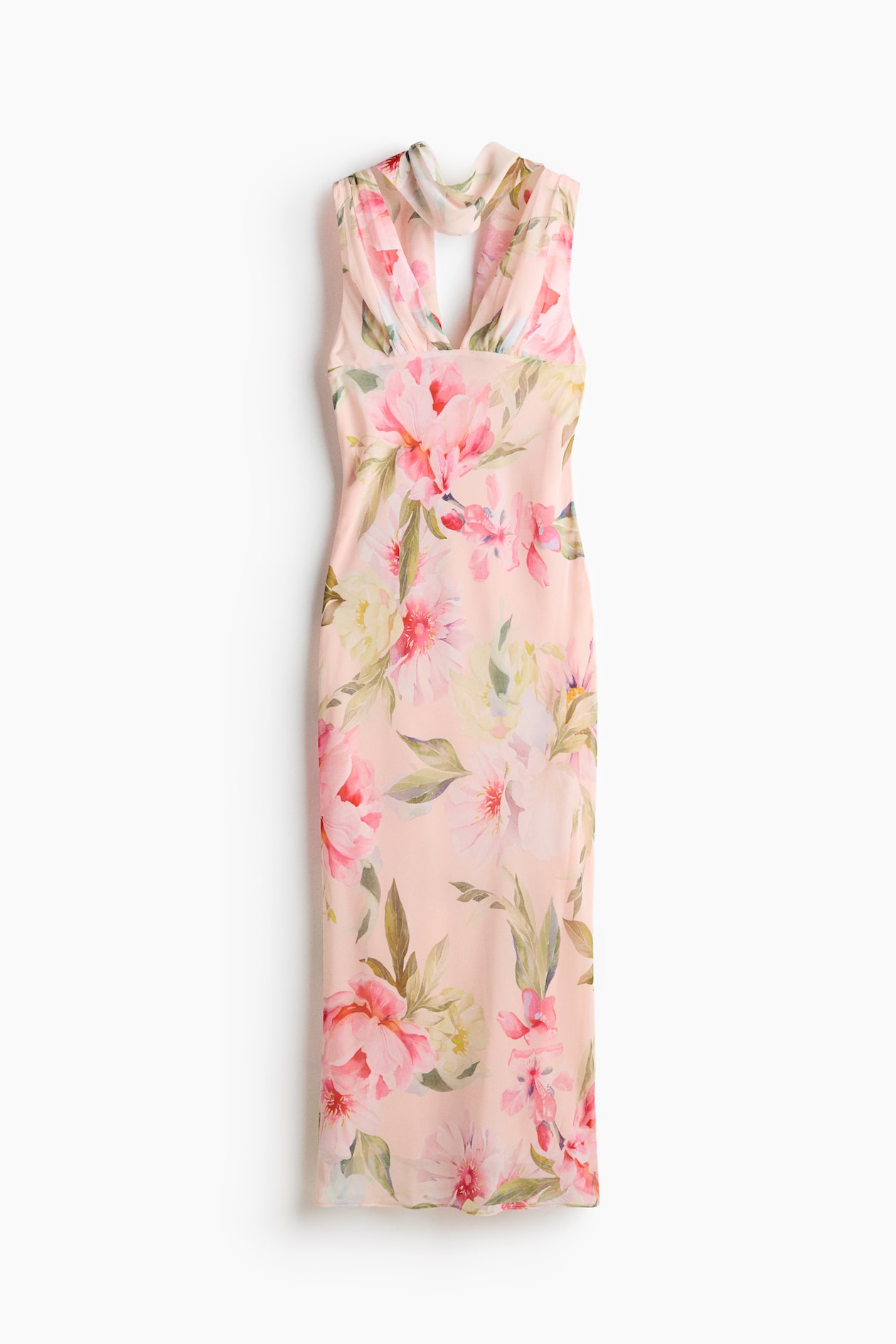 Scarf-Detail Chiffon Dress