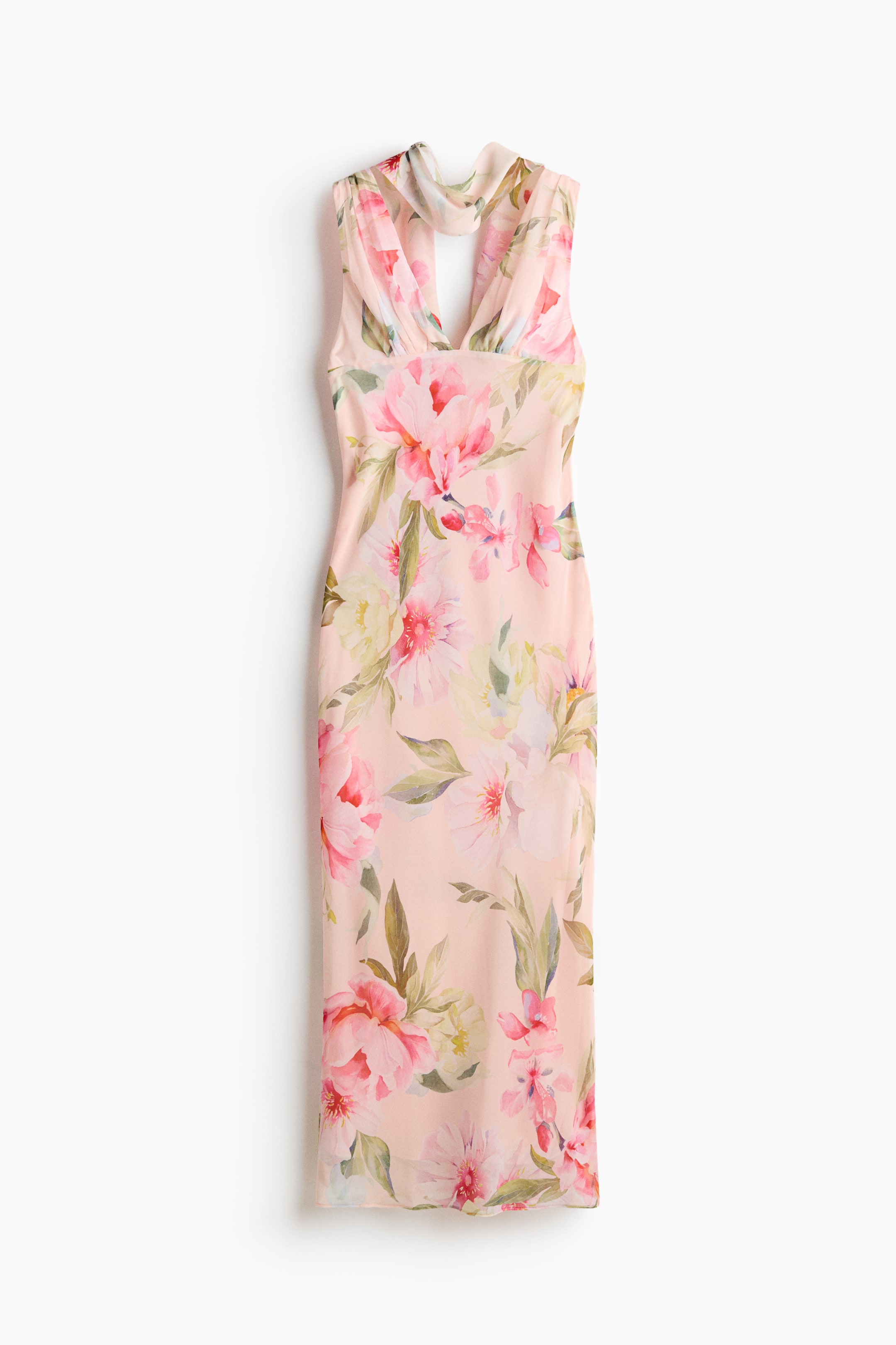 Scarf-Detail Chiffon Dress