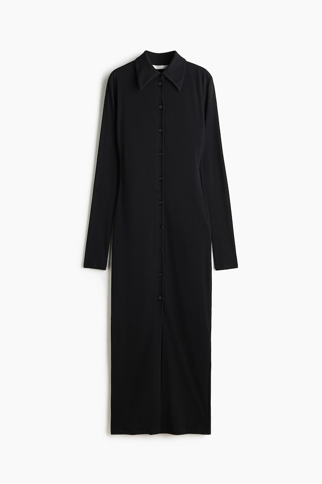 Fitted long-sleeved jersey dress - Black - 1