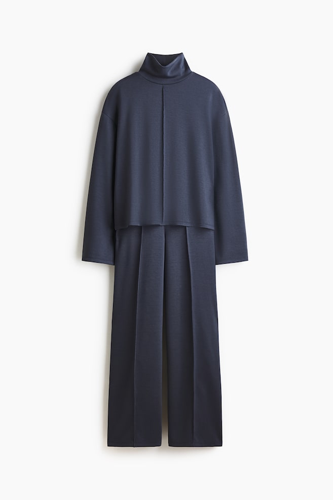 2-piece top and trousers set - Navy blue/Navy blue/Light mole - 1