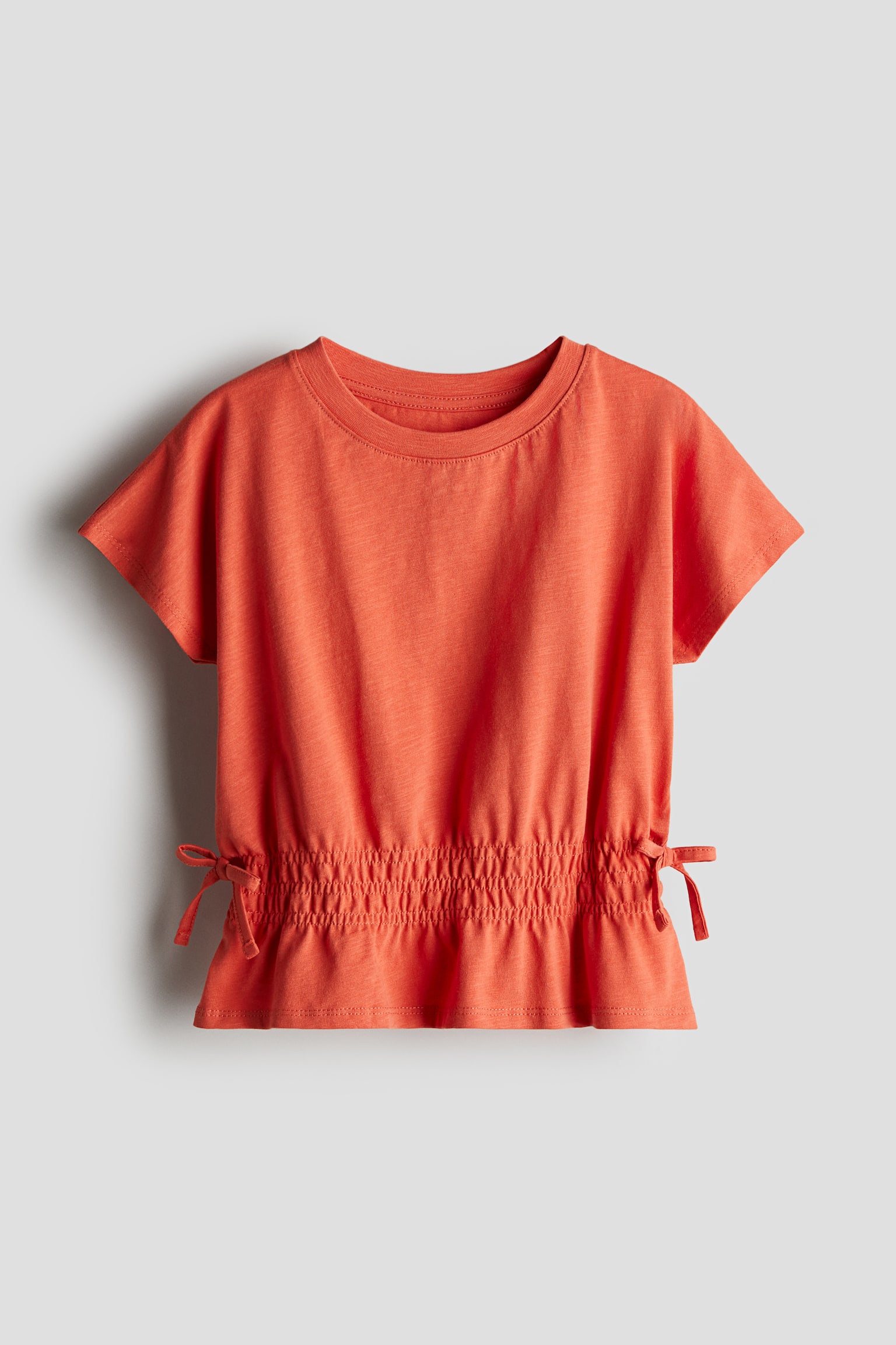 Cotton jersey peplum top - Orange/Natural white - 1