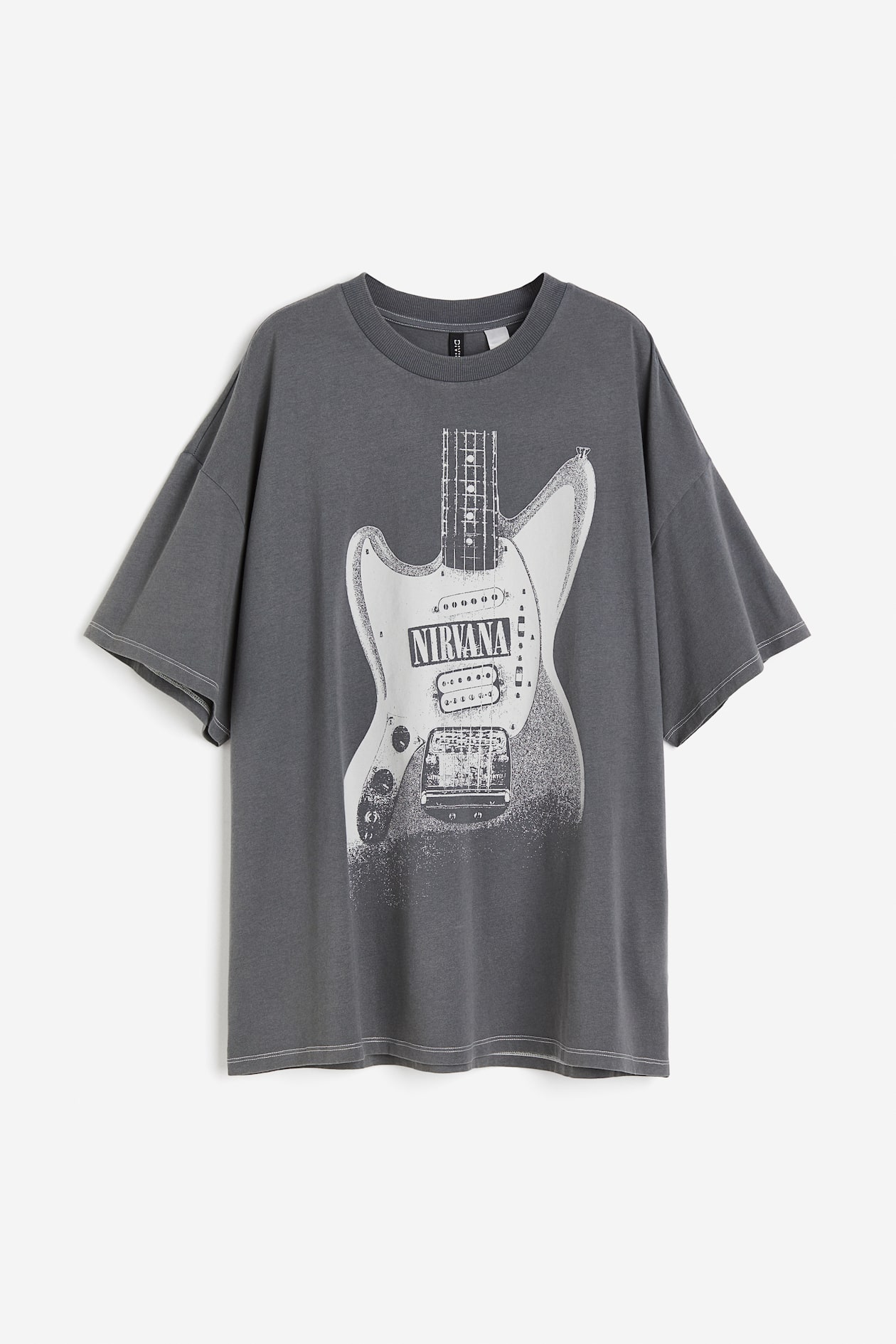 Oversized printed T-shirt Dark grey/Nirvana Ladies H&M
