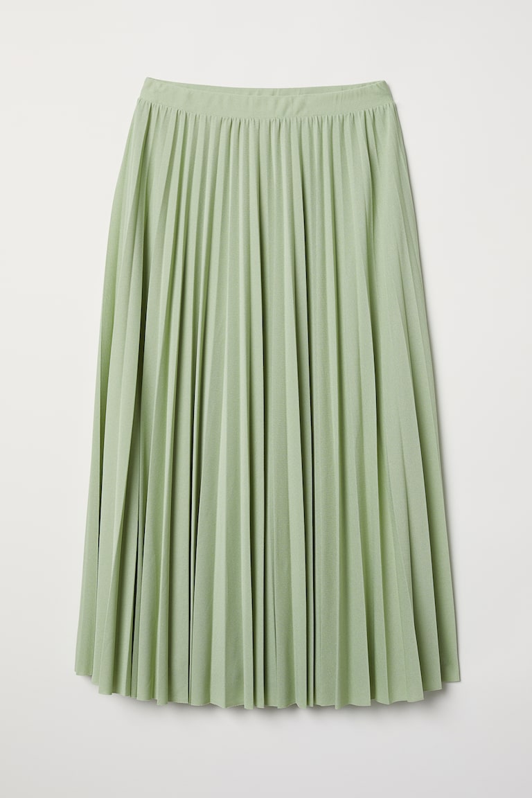 Pleated skirt Light green Ladies H&M