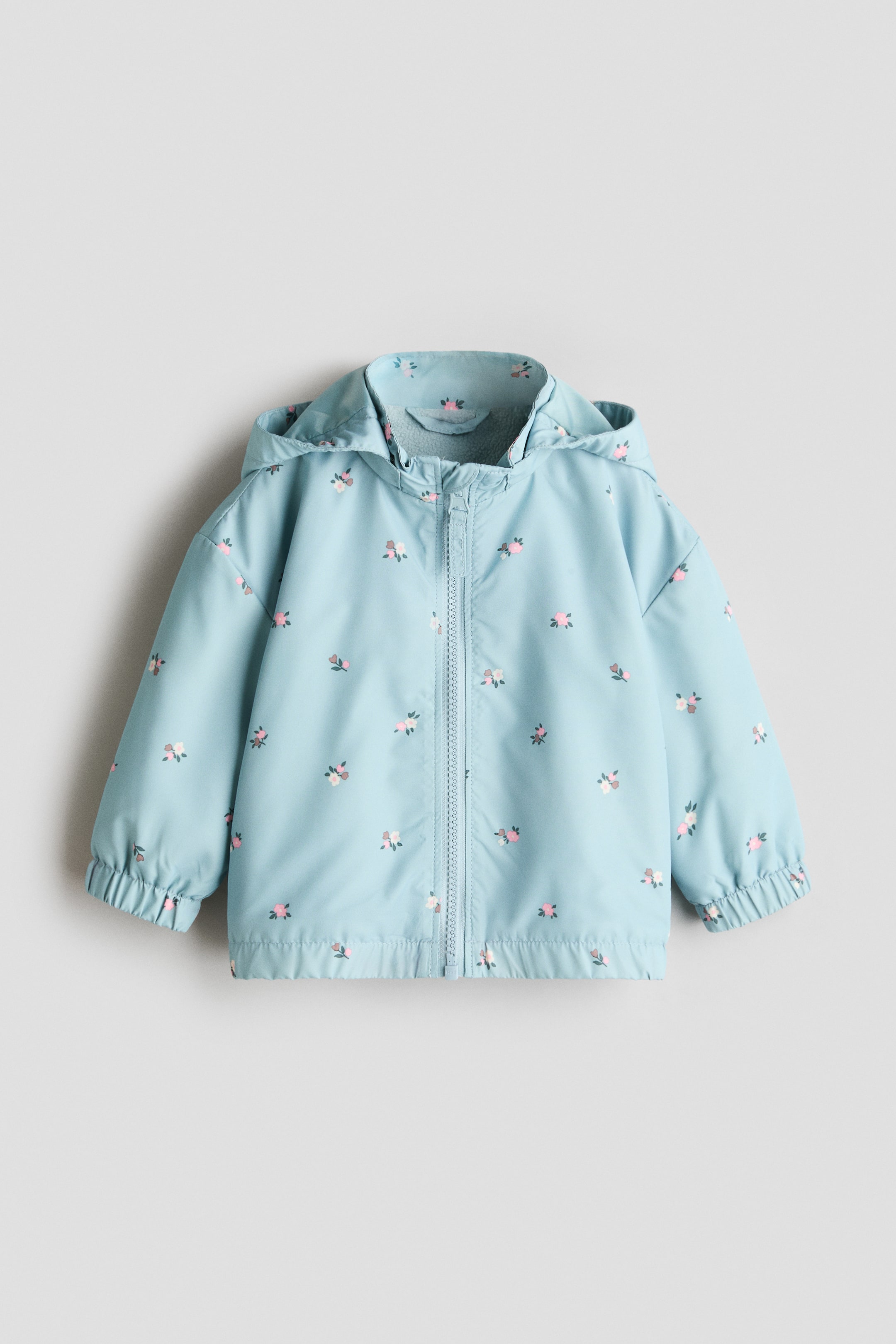 View larger image: Fleece-lined jacket - Turquoise/Floral - Kids | H&M 1
