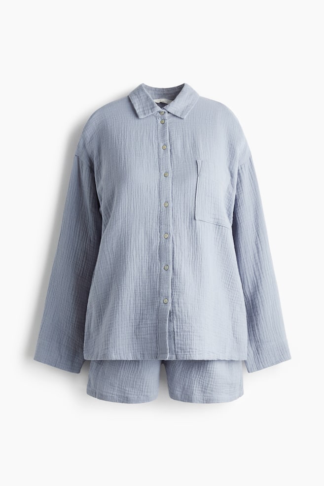 MAMA Before & After Muslin pyjamas - Light dusty blue/Cream/Spotted/White/Blue hearts/White/Pink floral/Powder pink - 1