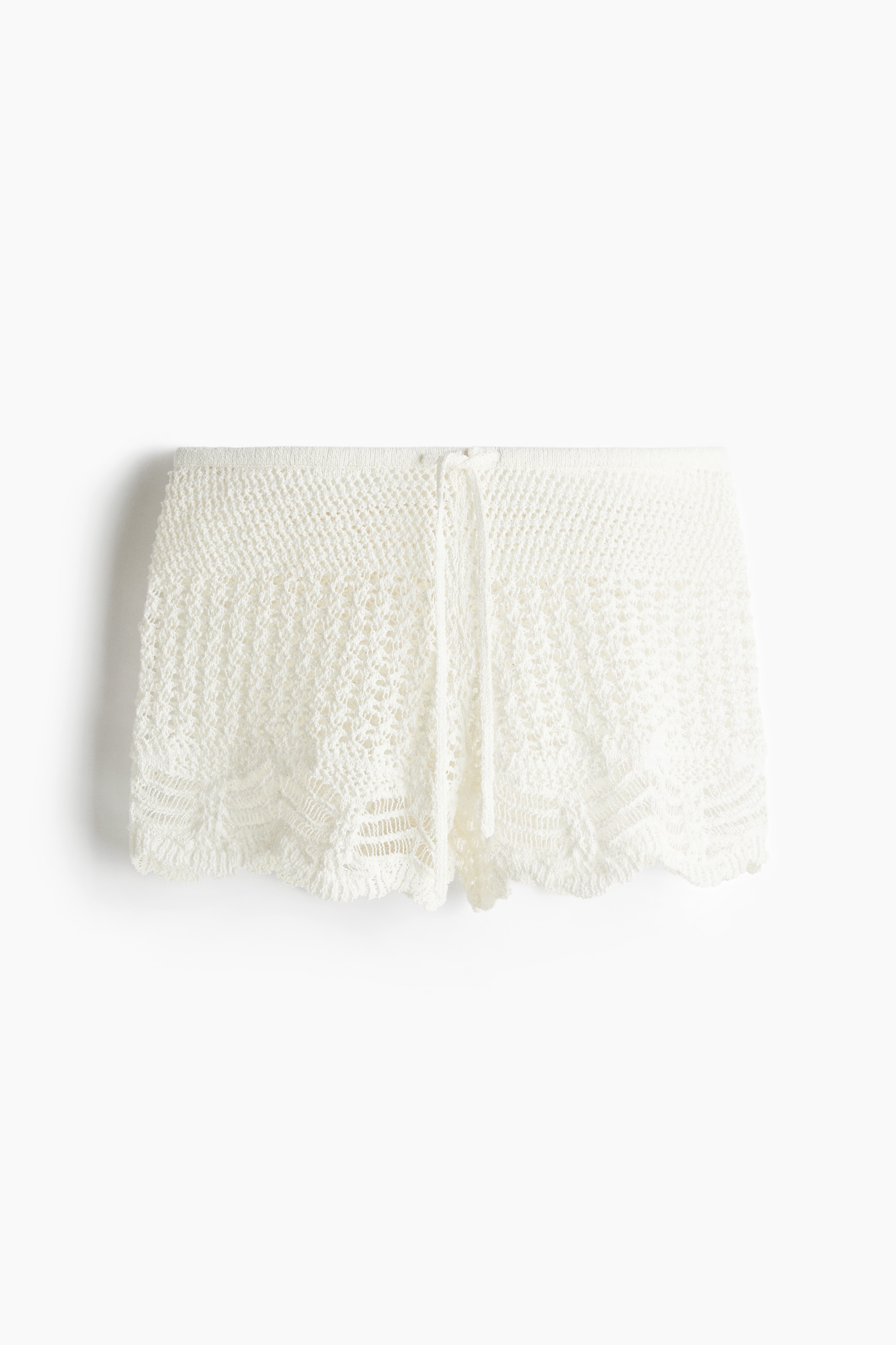 Crochet-look beach shorts - White/Green