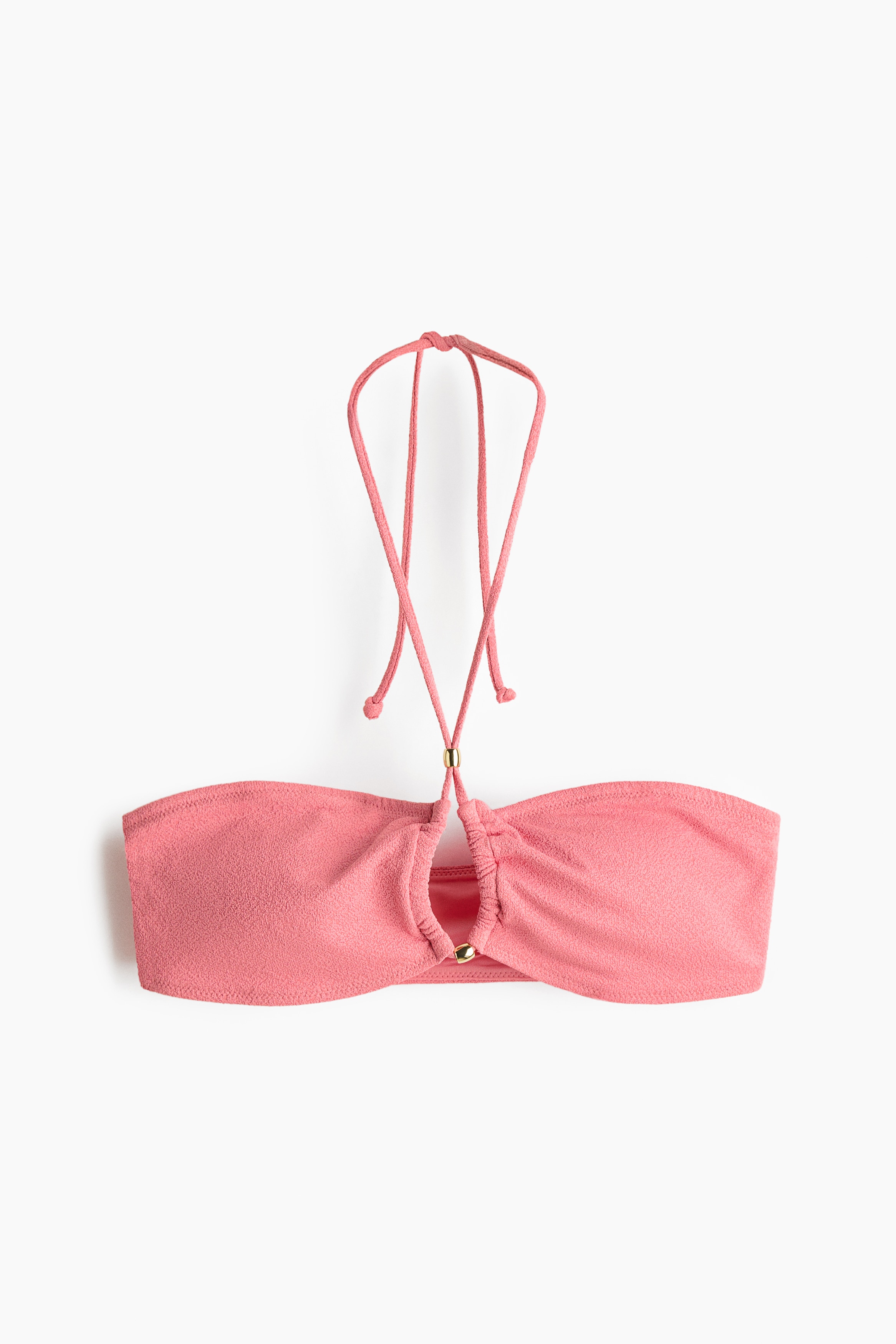 Top de bikini relleno con cuello halter - Rosa coral/Rosa palo/Floreado