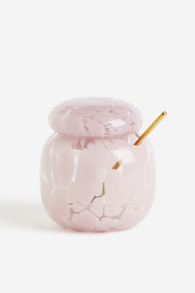 Syltetøykrukke i glass - Lys rosa/Mønstret - 1