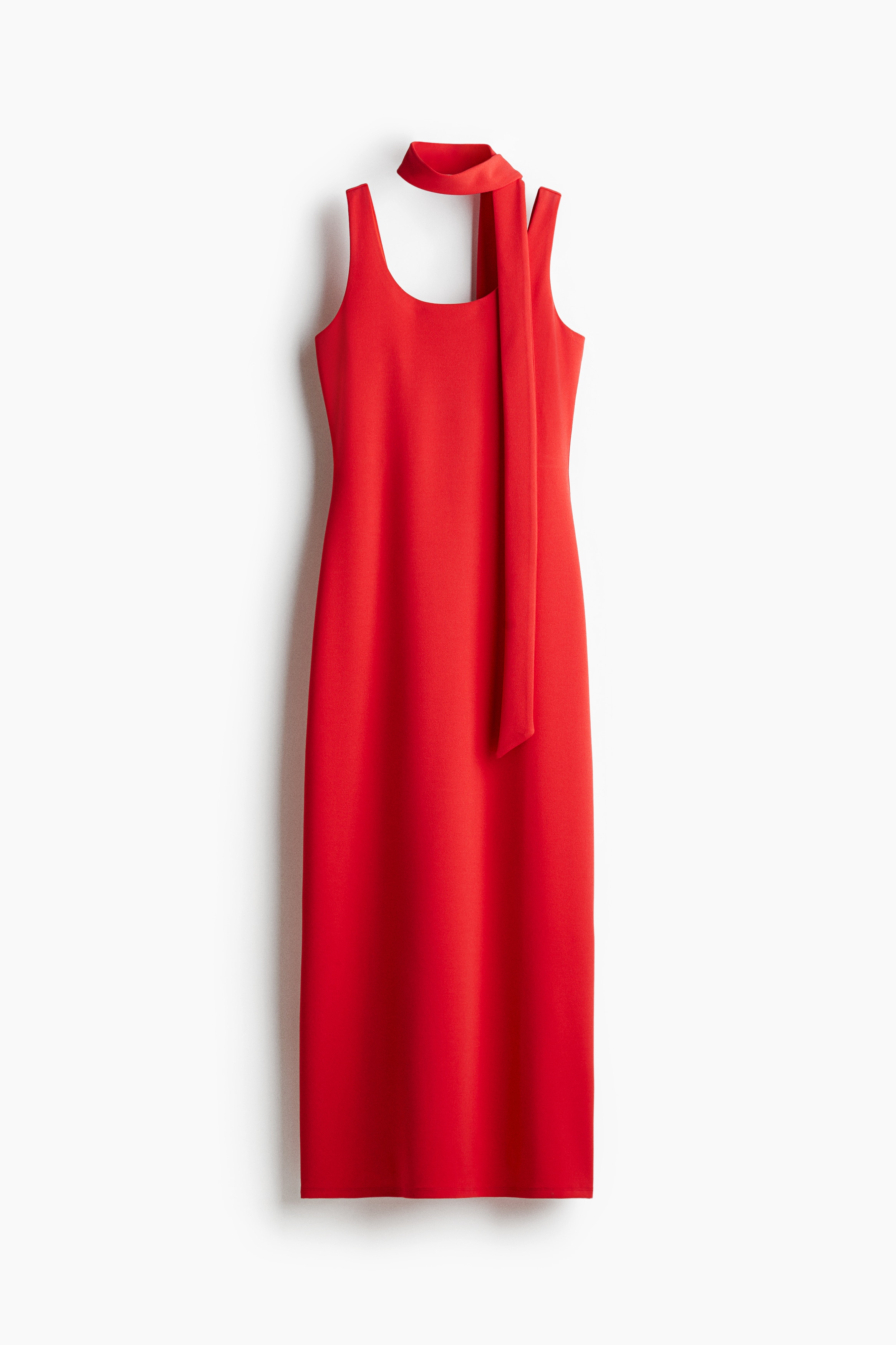 Abito bodycon con sciarpa - Rosso acceso/Nero