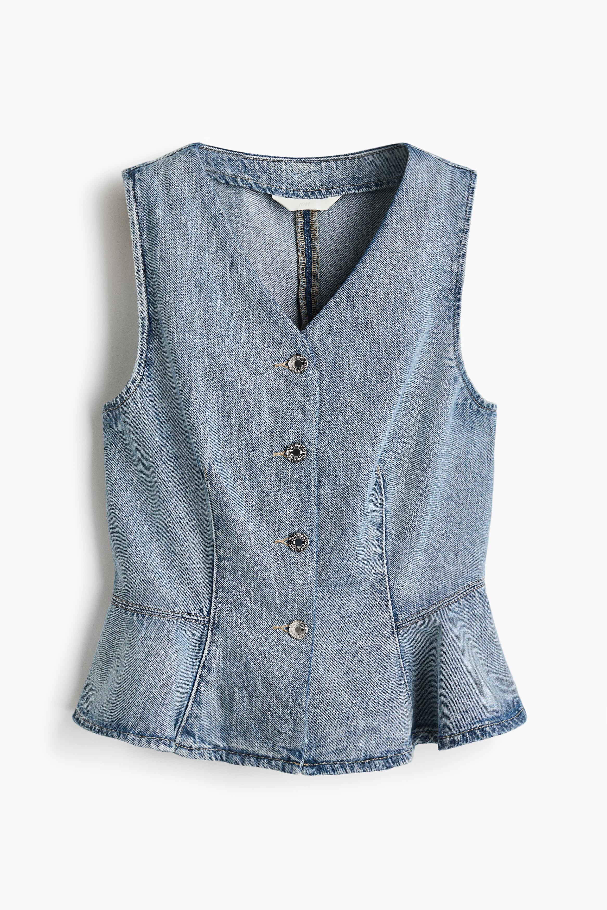 H & M - Denim peplum waistcoat - Blau - Damen