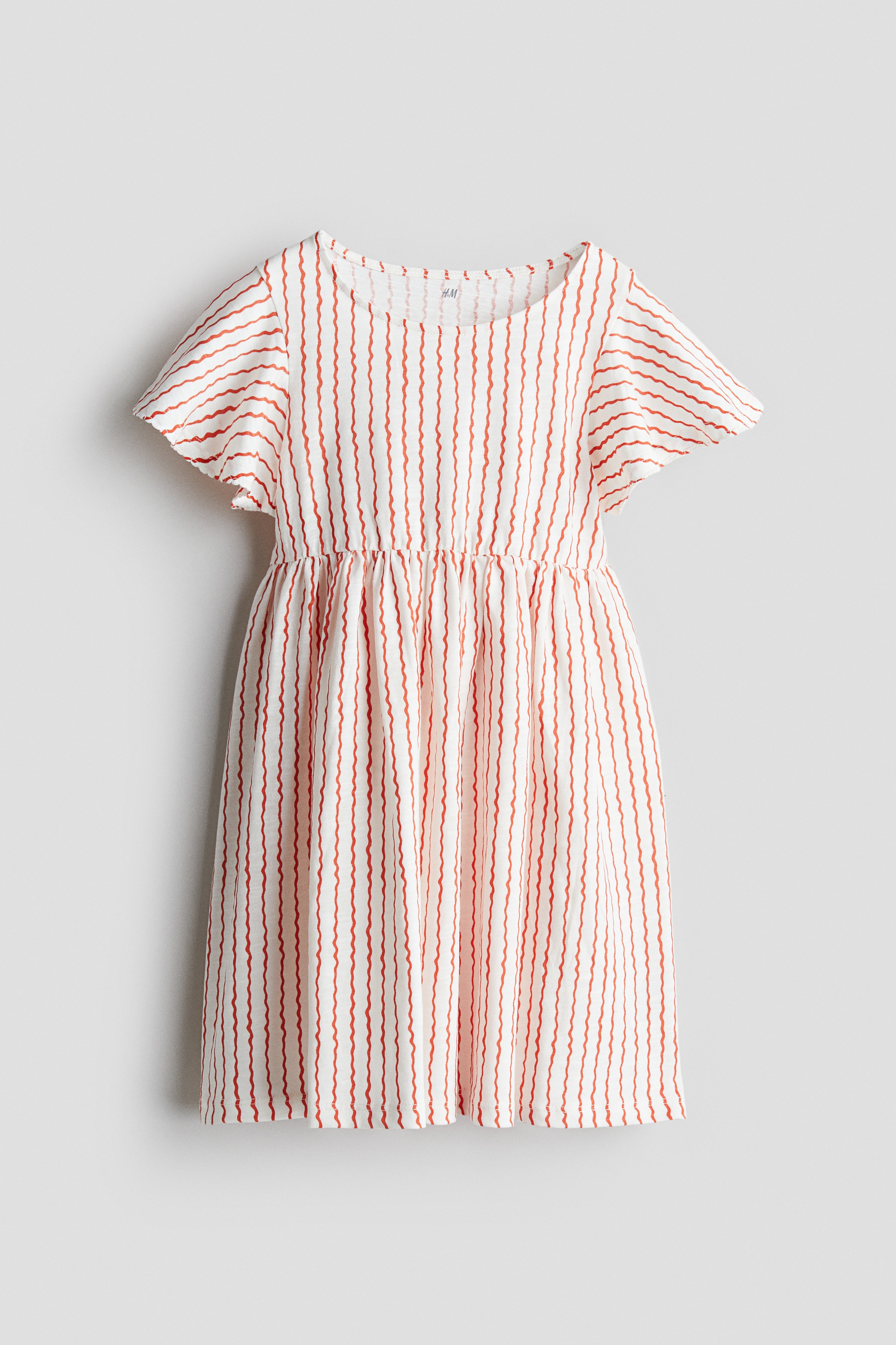 Volan Kollu ve Pamuklu Elbise - Krem/Kırmızı çizgili/Açık turkuaz/Çizgili/Açık kayısı rengi/Kalpler