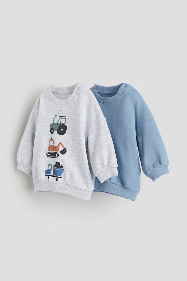 2-pack sweatshirt i bomull - Dimblå/Fordon - 1