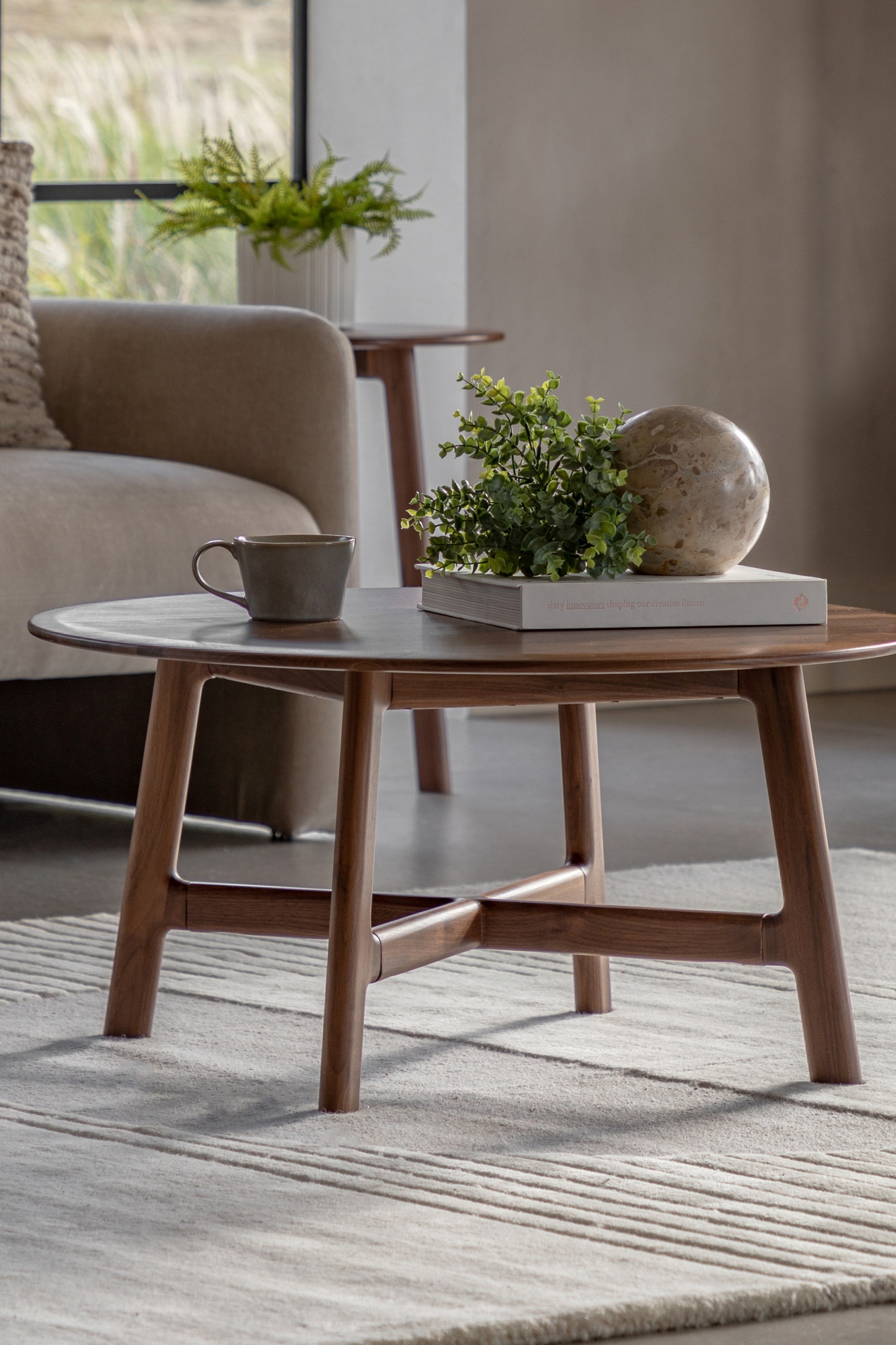 Wooden Round Coffee Table - Dark Wood