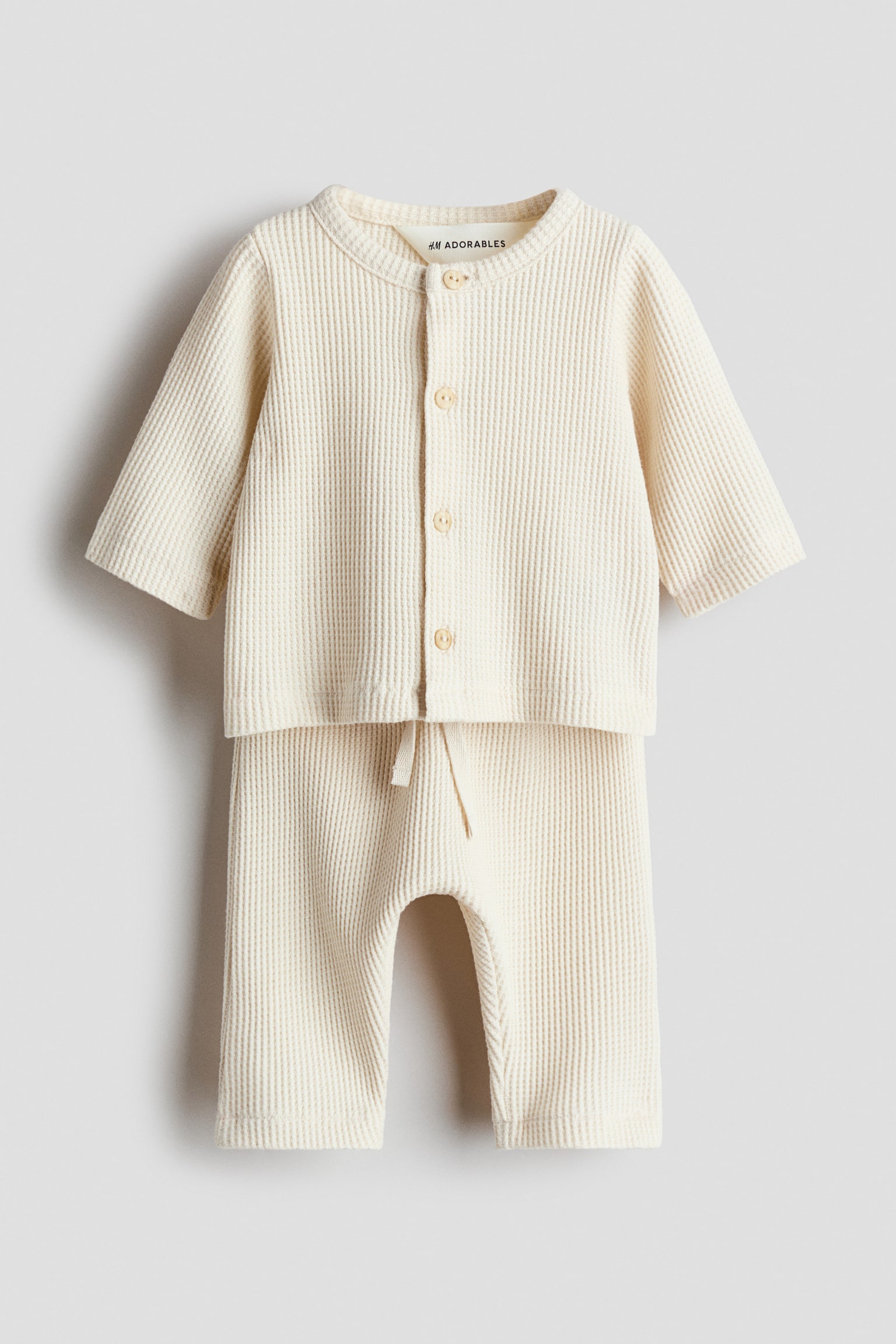 Ensemble 2 pièces en coton gaufré - Crème