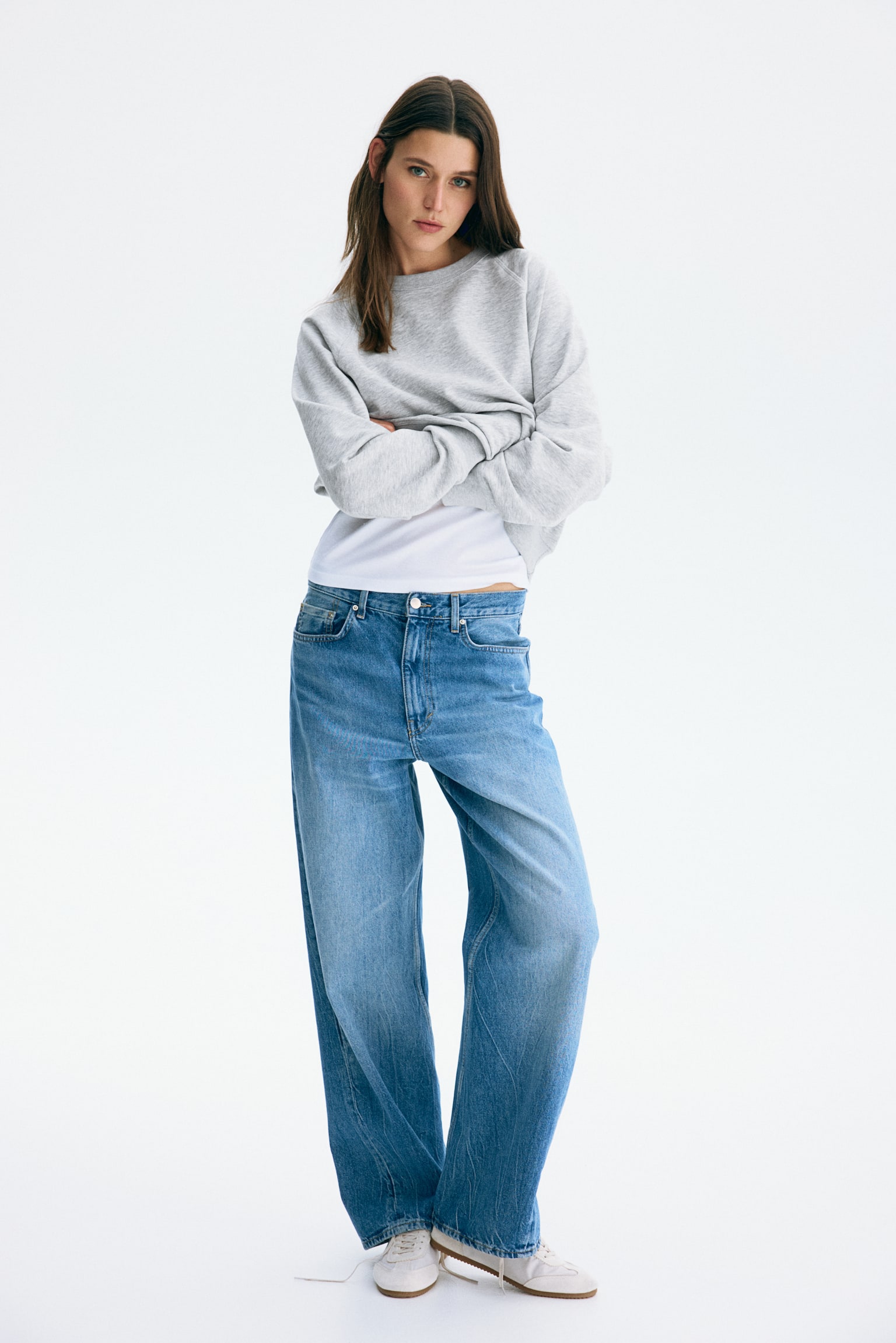 Суитшърт с реглан ръкави - Светлосив меланж/Сив трюфел/Тъмнокафяв - 4